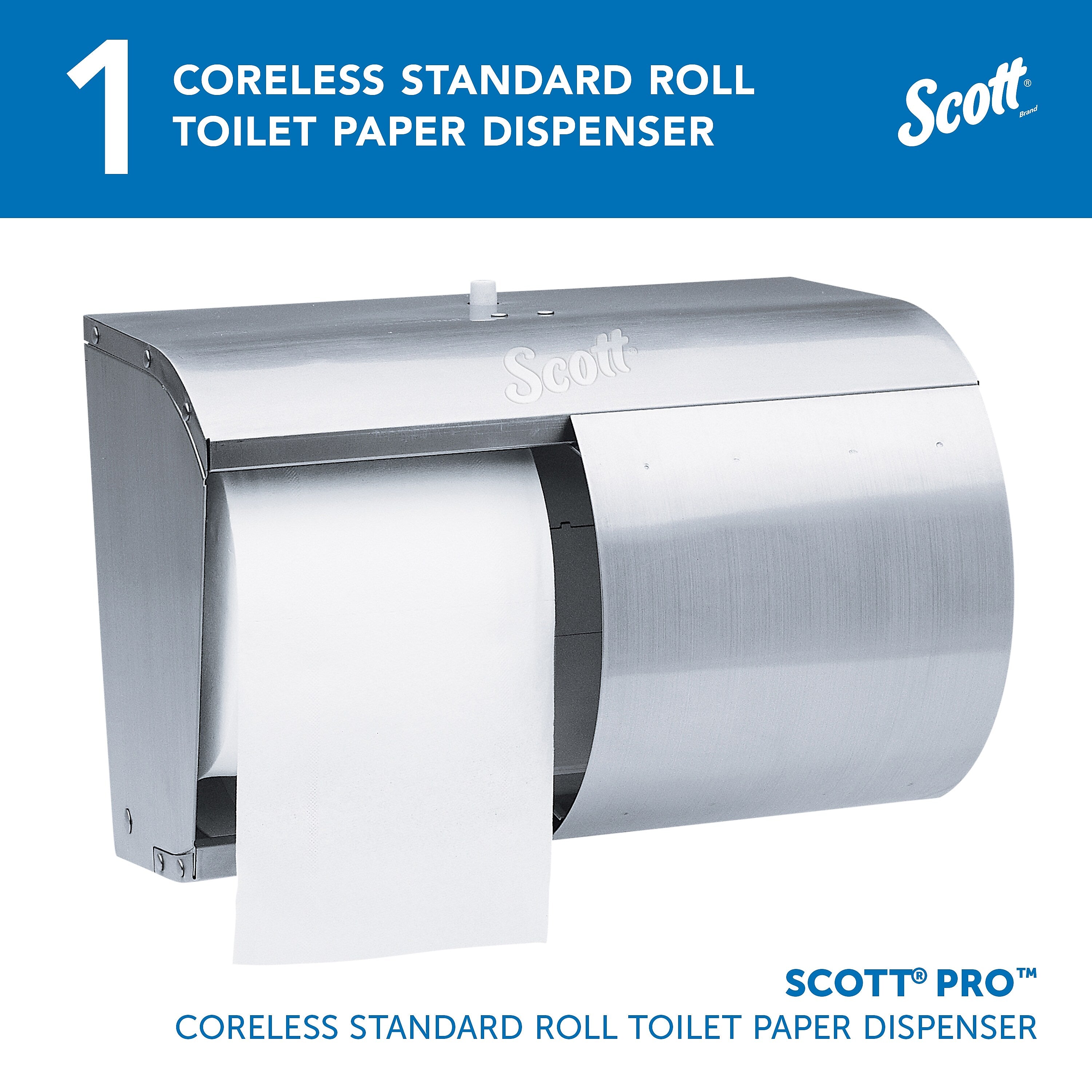 Scott Coreless Double Roll Bath Tissue Dispenser, Stainless Steel