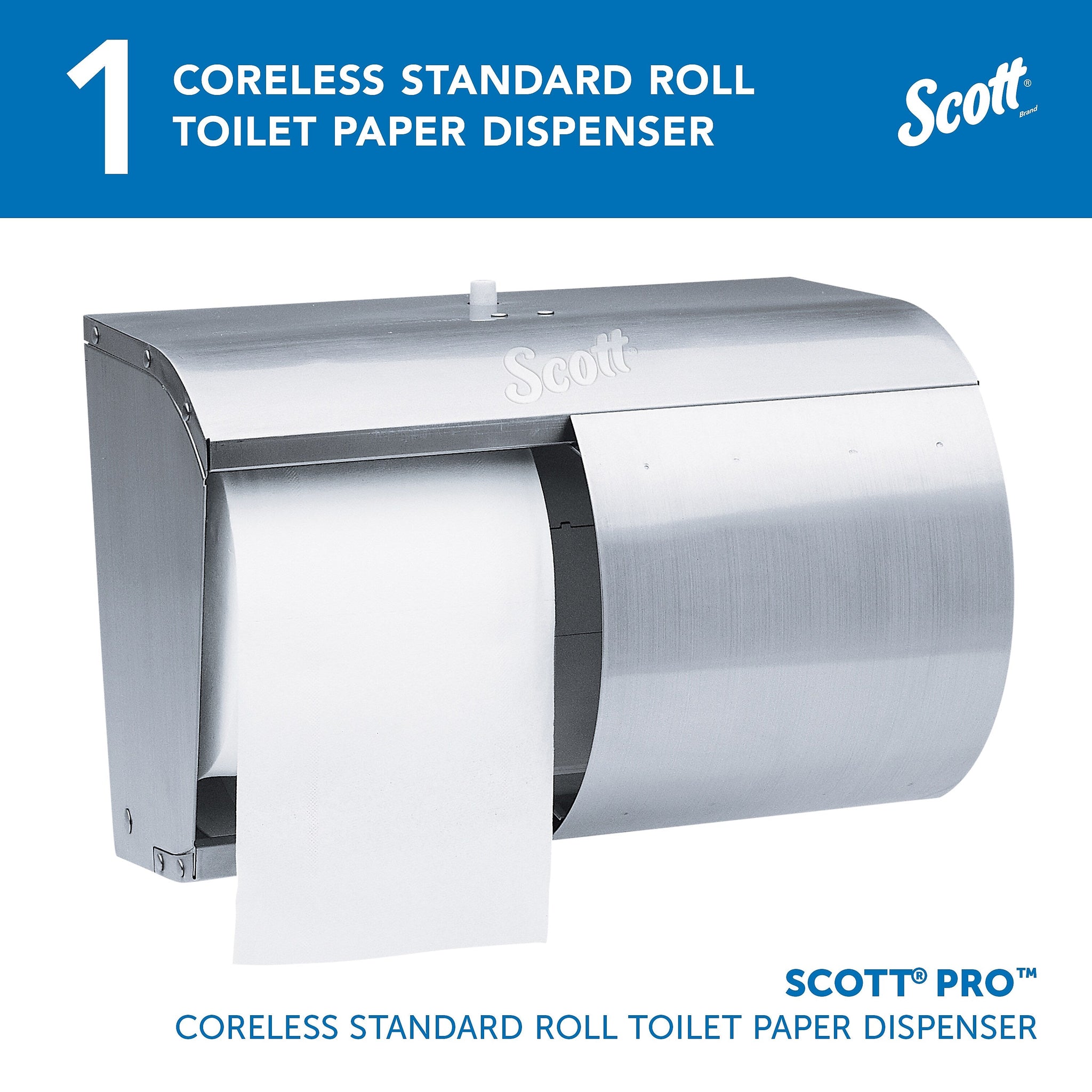 Scott Coreless Double Roll Bath Tissue Dispenser, Stainless Steel