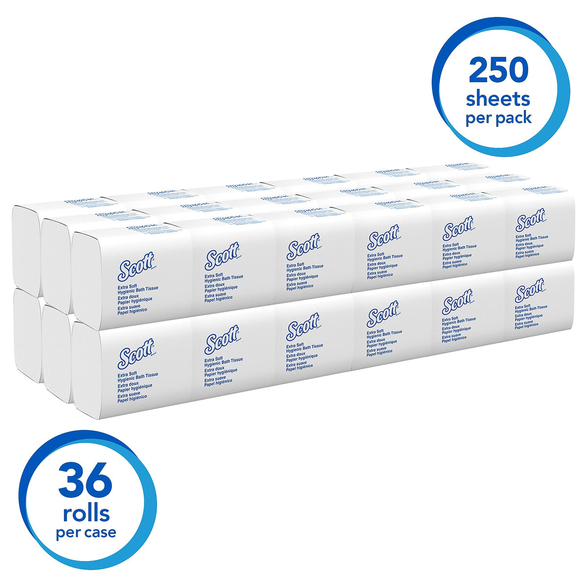 Scott Cotton Z-Fold Toilet Paper, 2-ply, White, 250 Sheets/Pack, 36 Packs/Carton