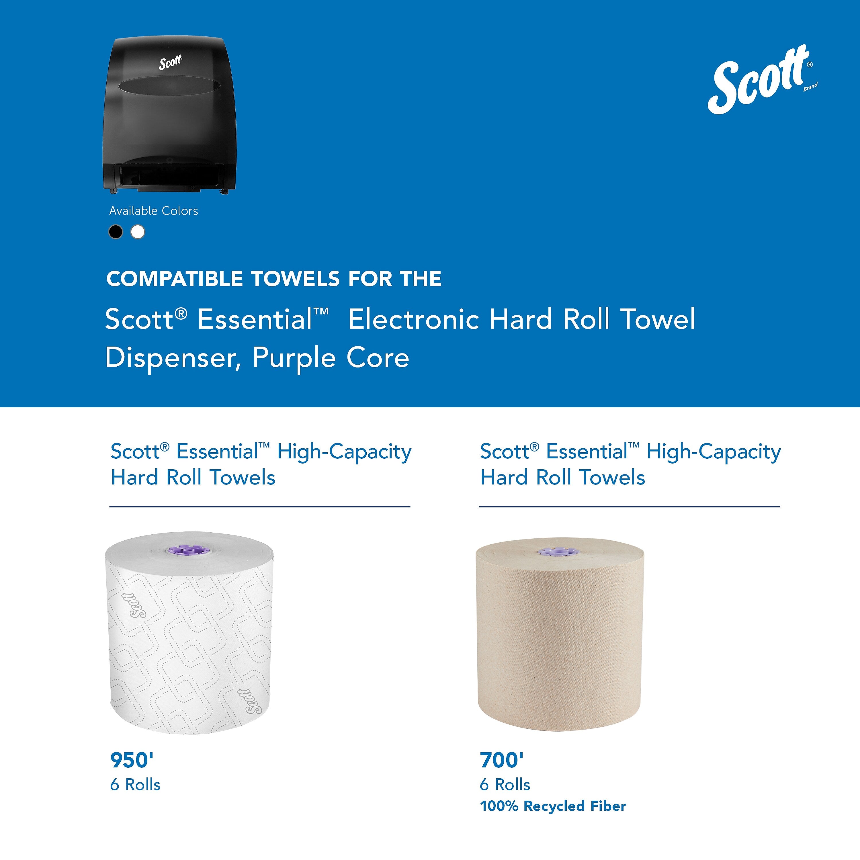 Scott Essential Automatic Hard Roll Towel Dispenser, Smoke Black