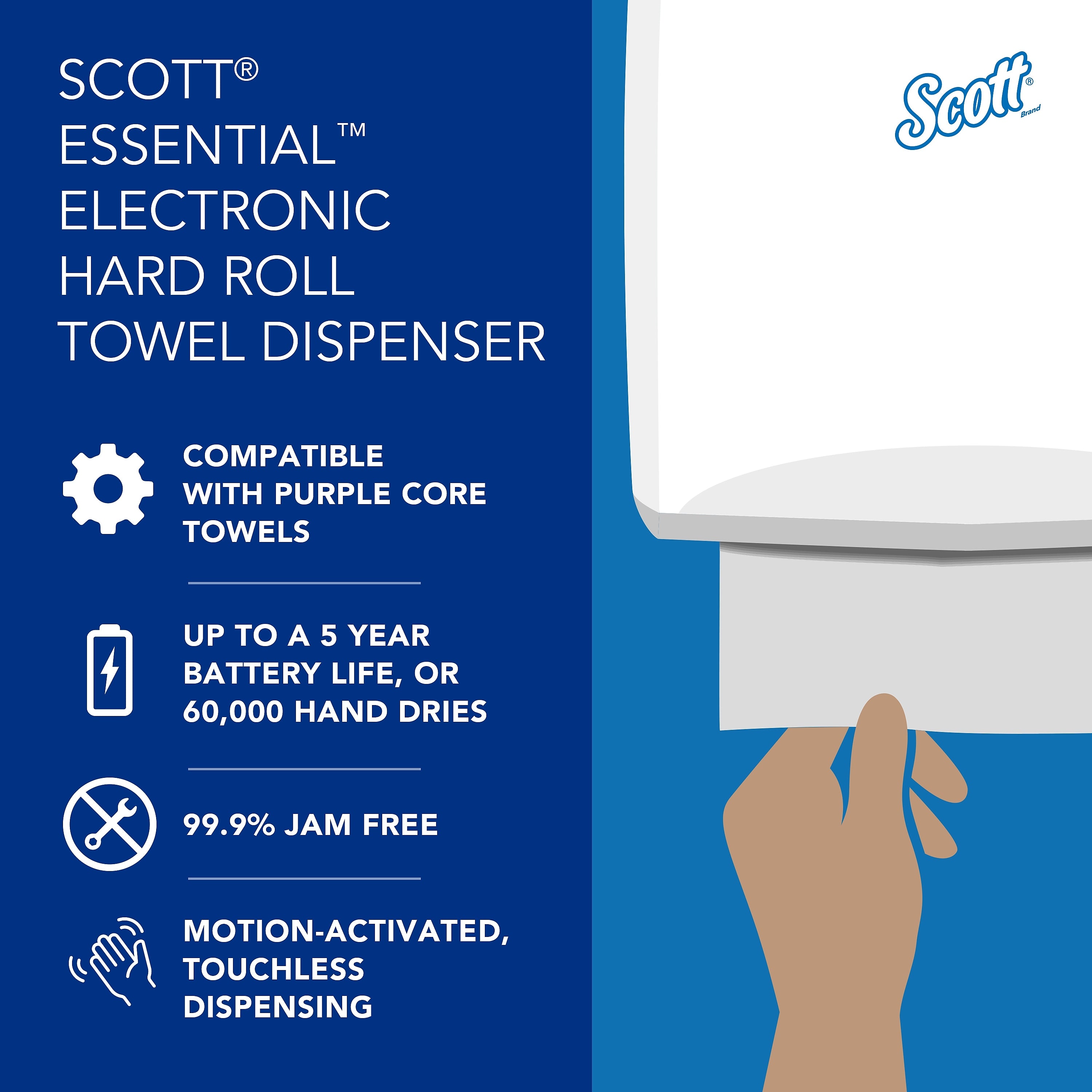 Scott Essential Automatic Hard Roll Towel Dispenser, Smoke Black