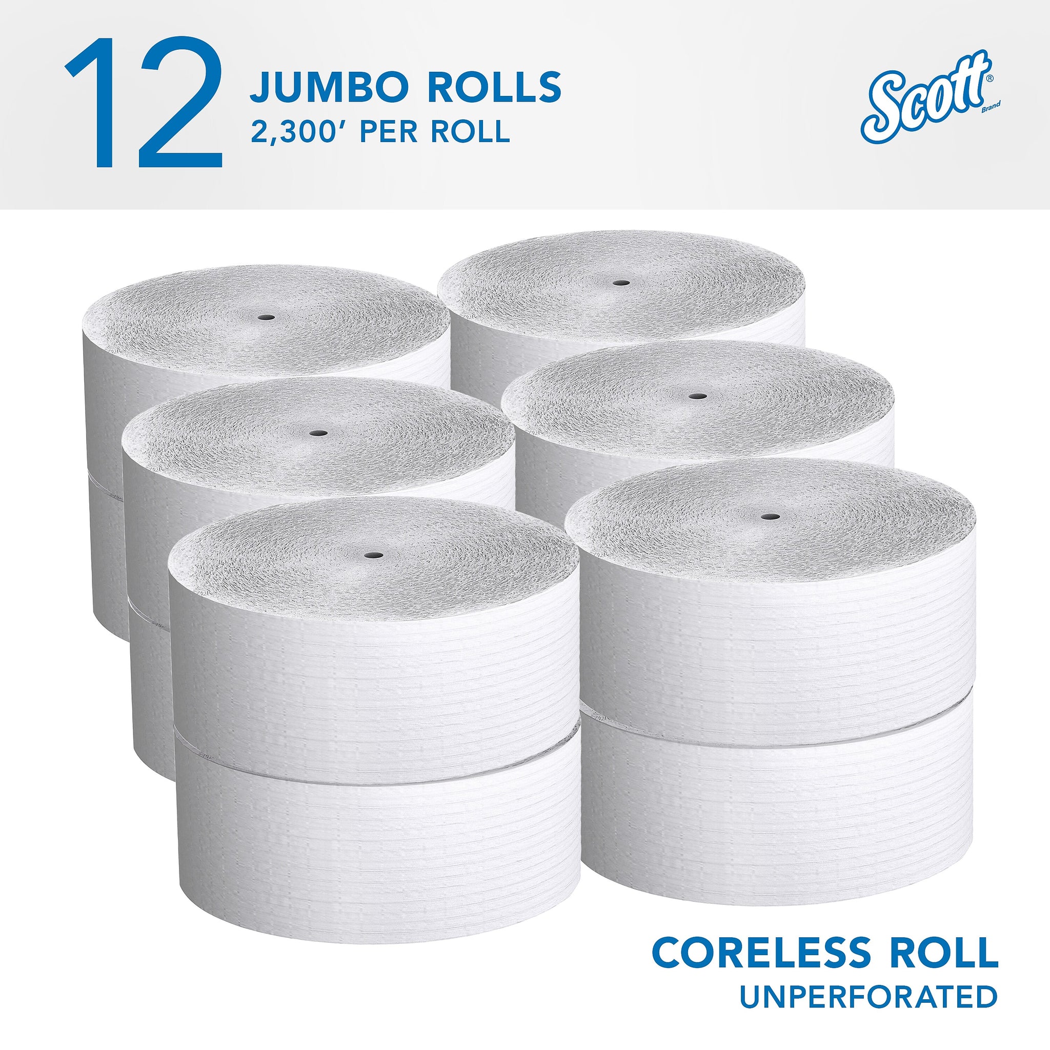 Scott Essential Recycled Coreless Toilet Paper, 1-ply, White, 12 Rolls/Case