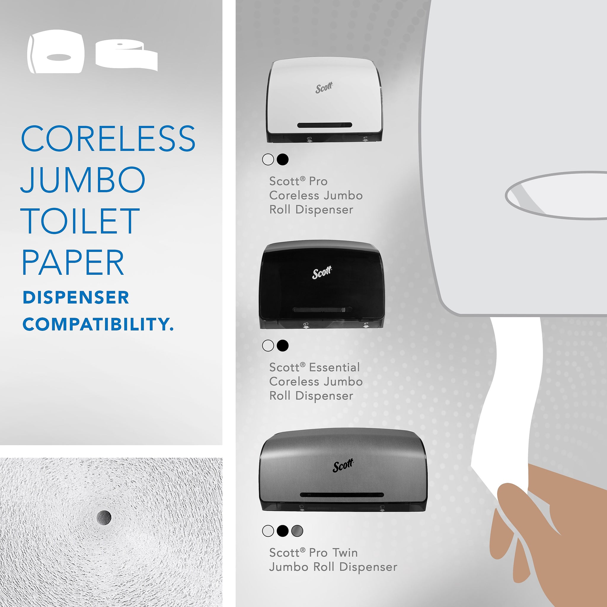 Scott Essential Recycled Coreless Toilet Paper, 1-ply, White, 12 Rolls/Case