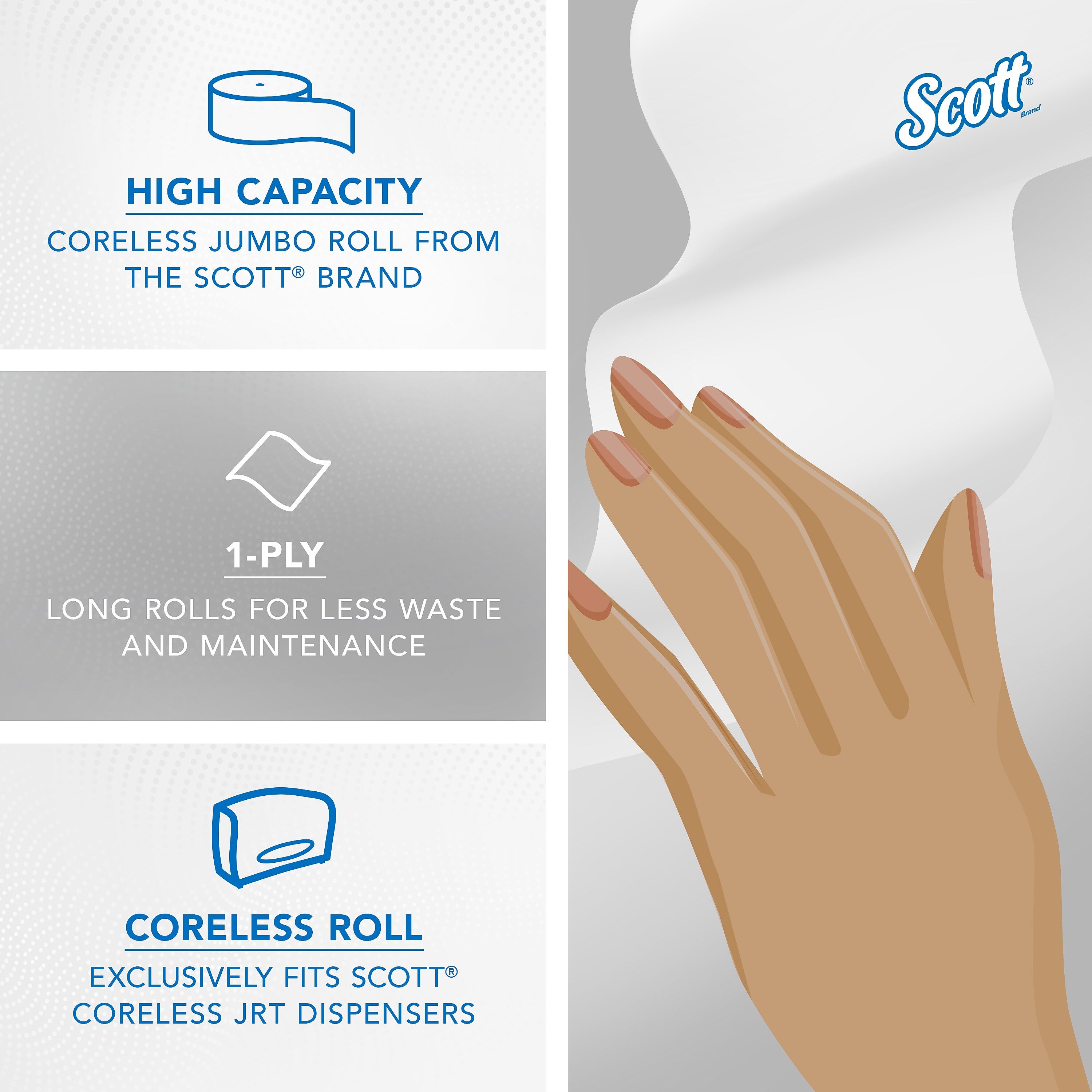 Scott Essential Recycled Coreless Toilet Paper, 1-ply, White, 12 Rolls/Case