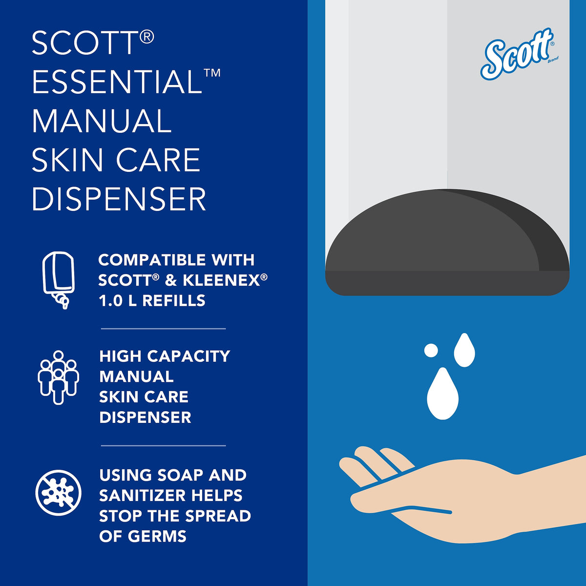 Scott Essential Wall Mounted Hand Soap/Hand Sanitizer Dispenser, Black