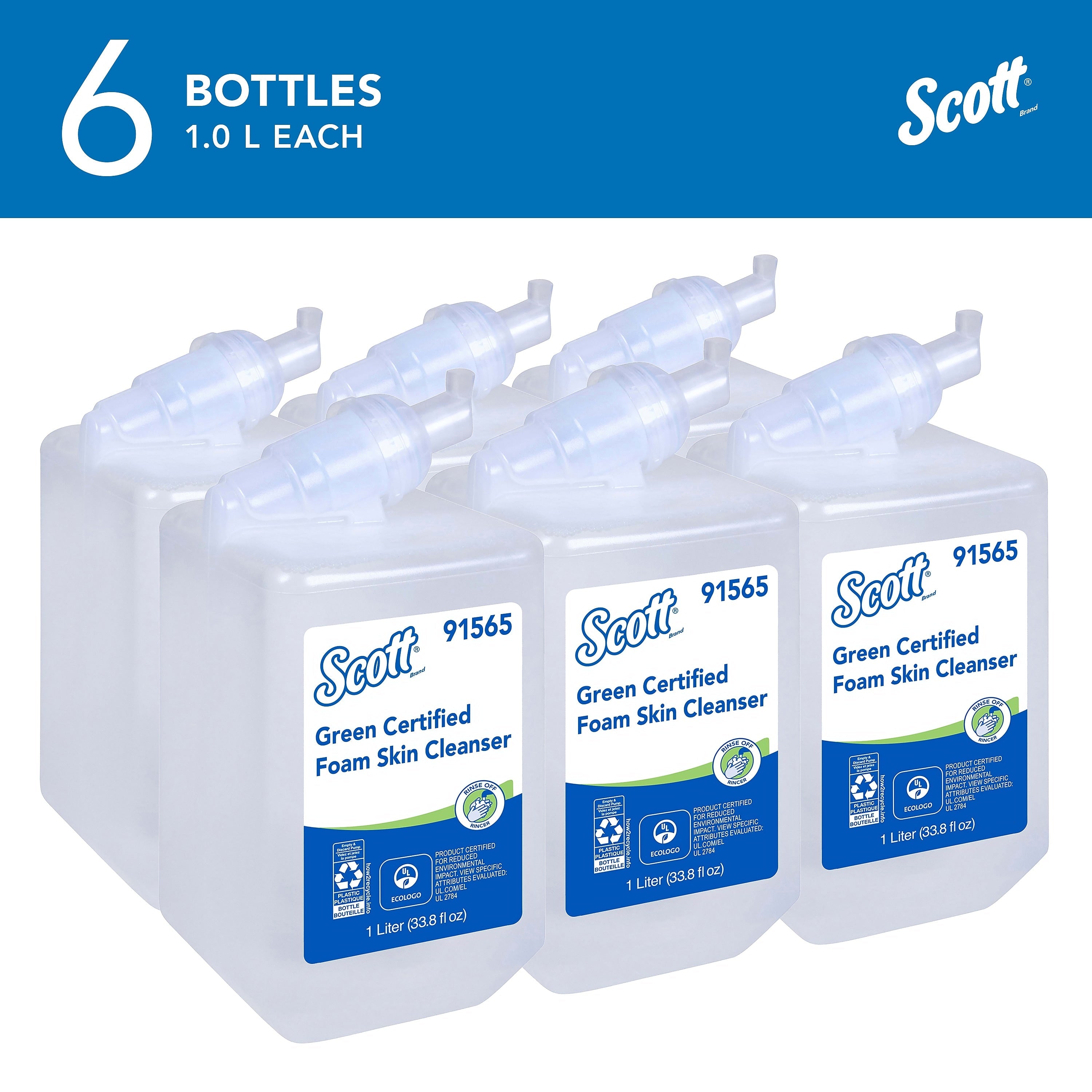 Scott Foaming Hand Soap Refill, Clear, Fragrance Free, 1 Liter, 6/Carton