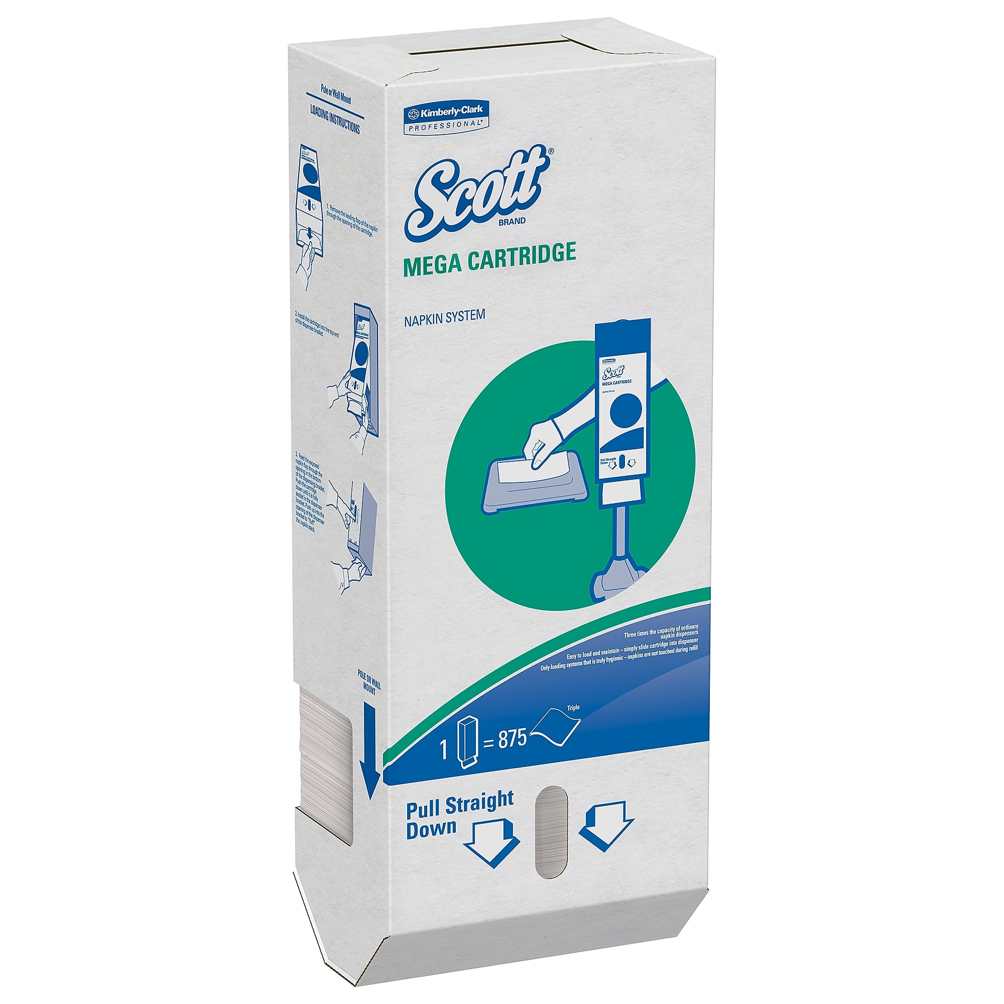 Scott Mega Cartridge Recycled Beverage Napkin, 1-ply, White, 875 Napkins/Pack, 6/Carton