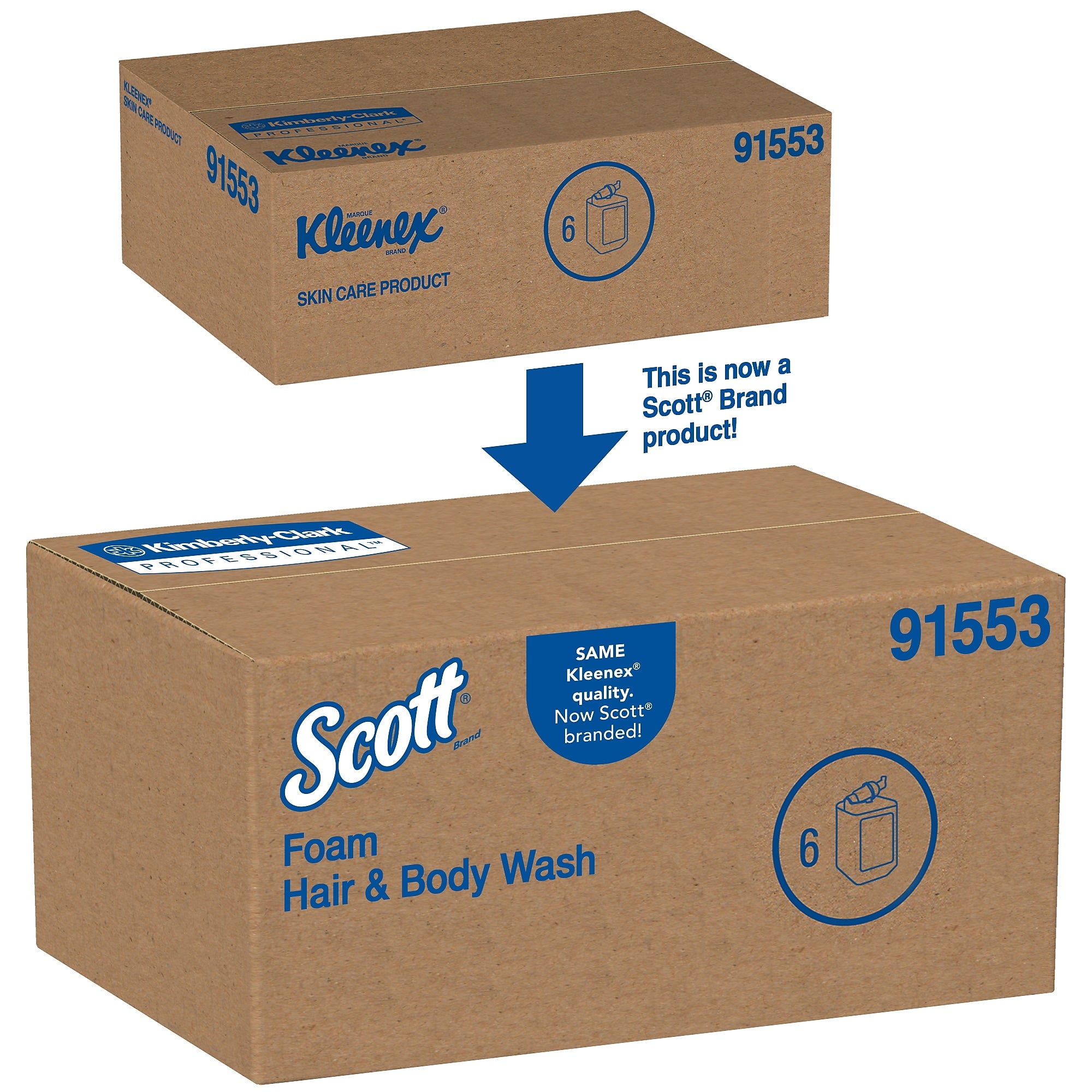 Scott Pro Foam Hair and Body Wash Refills, Clean, 33.8 Oz., 6/Carton