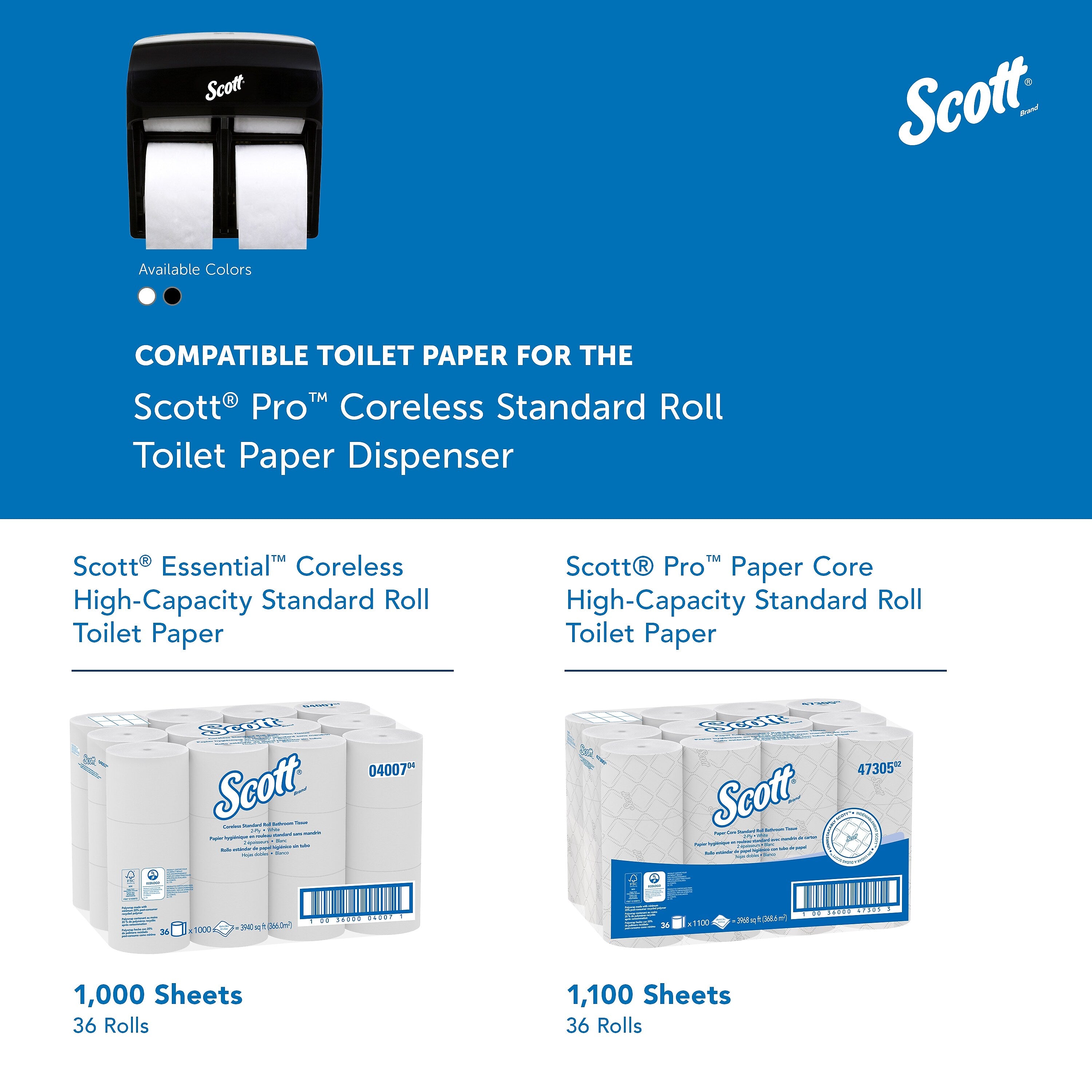 Scott Professional High Capacity Bathroom Tissue Dispenser, Black