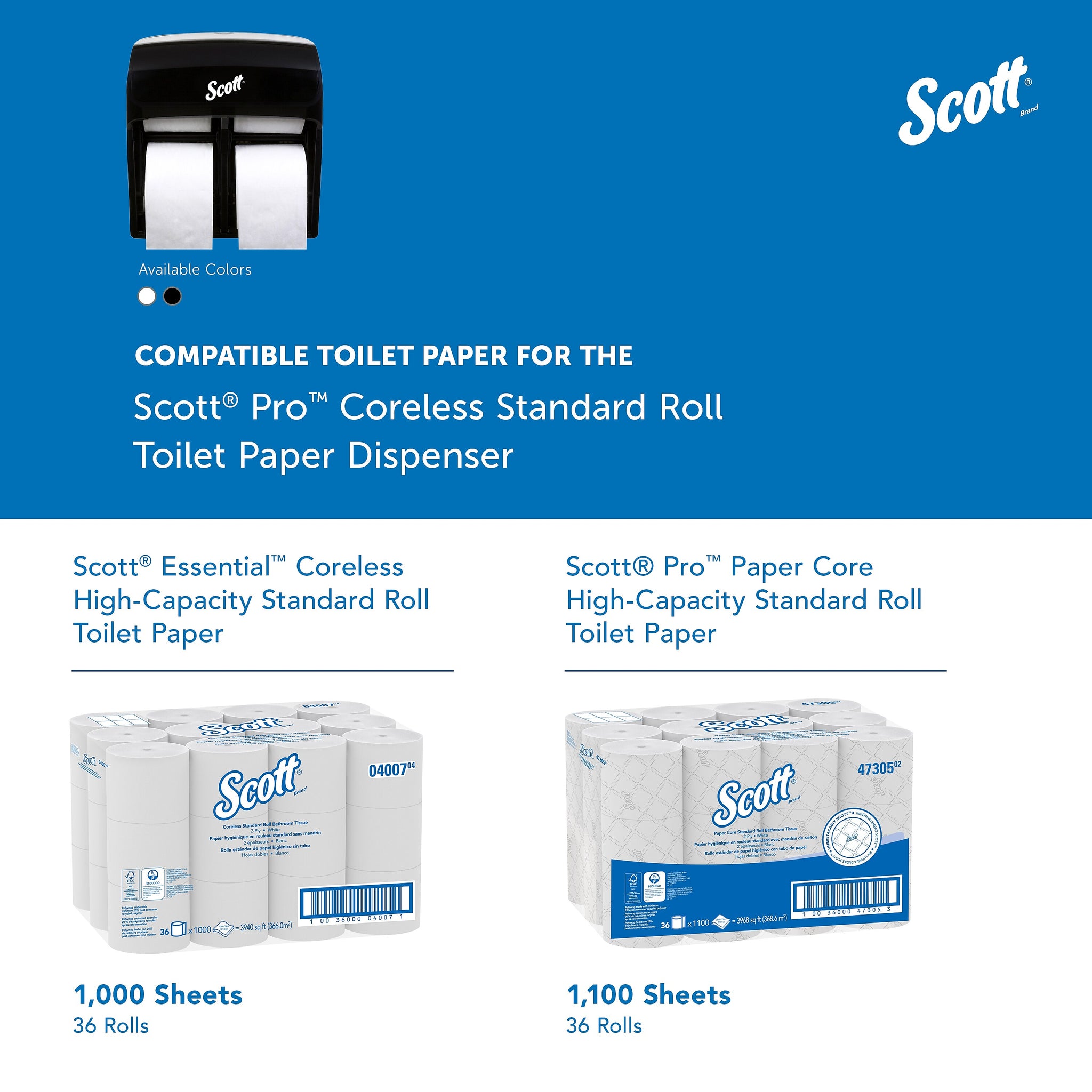 Scott Professional High Capacity Bathroom Tissue Dispenser, Black
