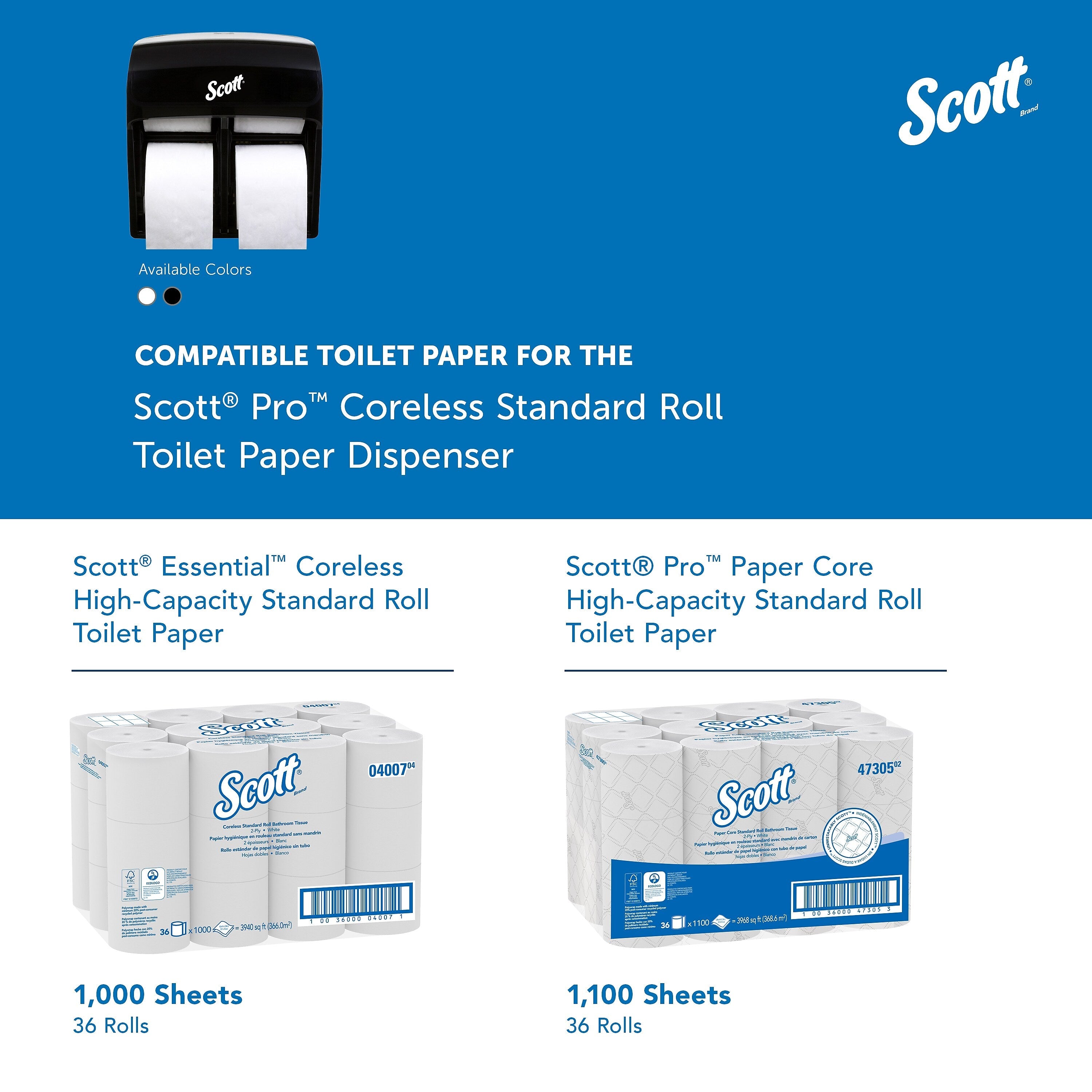 Scott Professional High Capacity Bathroom Tissue Dispenser, Black