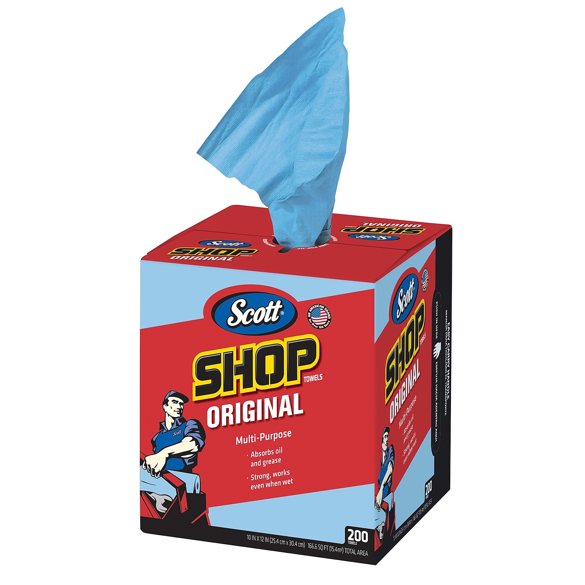 Scott Shop Towels Wipers, Blue, 200 Wipers/Box, 8 Boxes/Carton