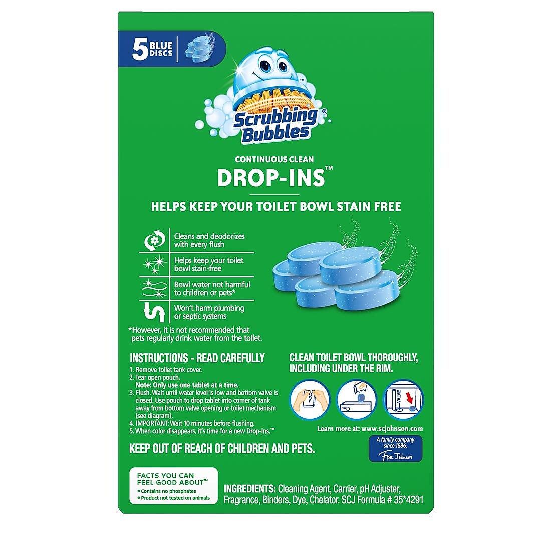 Scrubbing Bubbles Drop-Ins Toilet Cleaning Tablets, 5/Pack