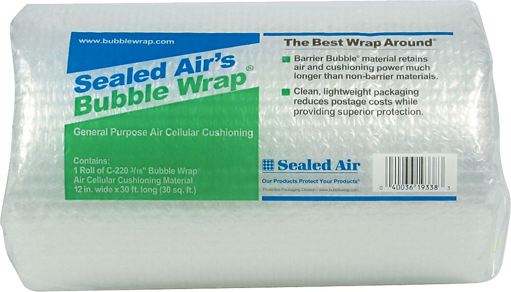 Sealed Air Barrier Bubble Wrap® with Dispenser Box, 3/16, 12" x 30'