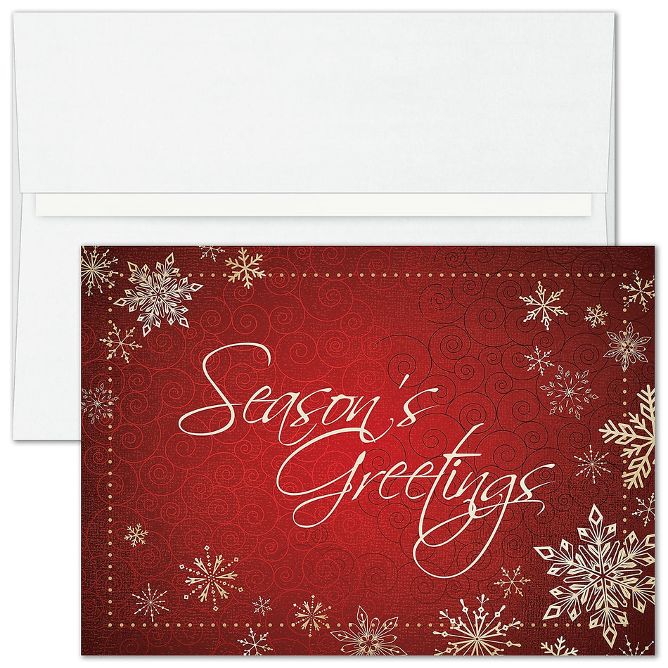 Season's Greetings Snowflakes Holiday Card, 100/BX