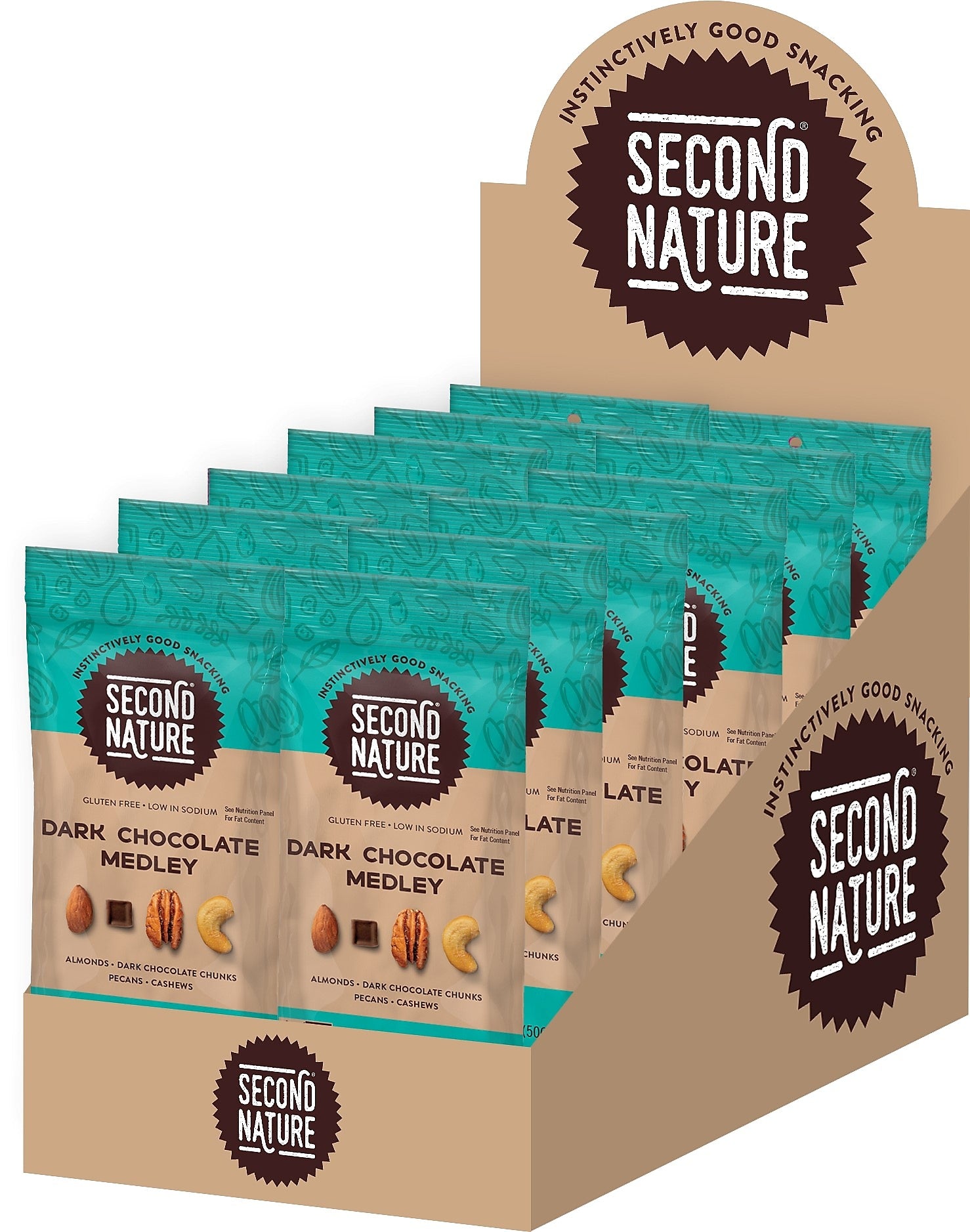 Second Nature Nuts, Dark Chocolate Medley, 1.75 Oz., 12/Pack