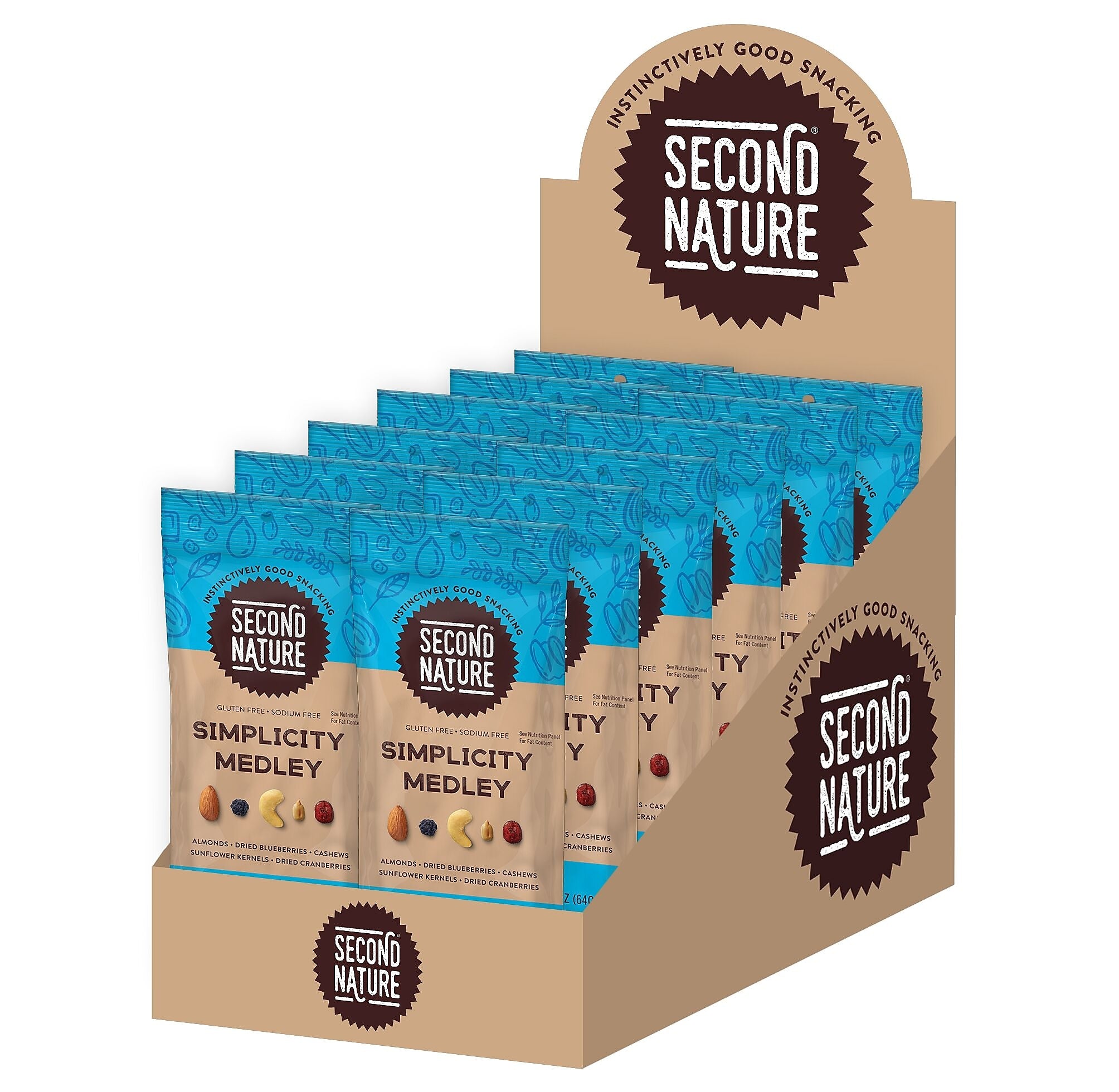 Second Nature Simplicity Medley Gluten Free Fruit & Nut Trail Mix, 2.25 oz., 12 Bags/Pack