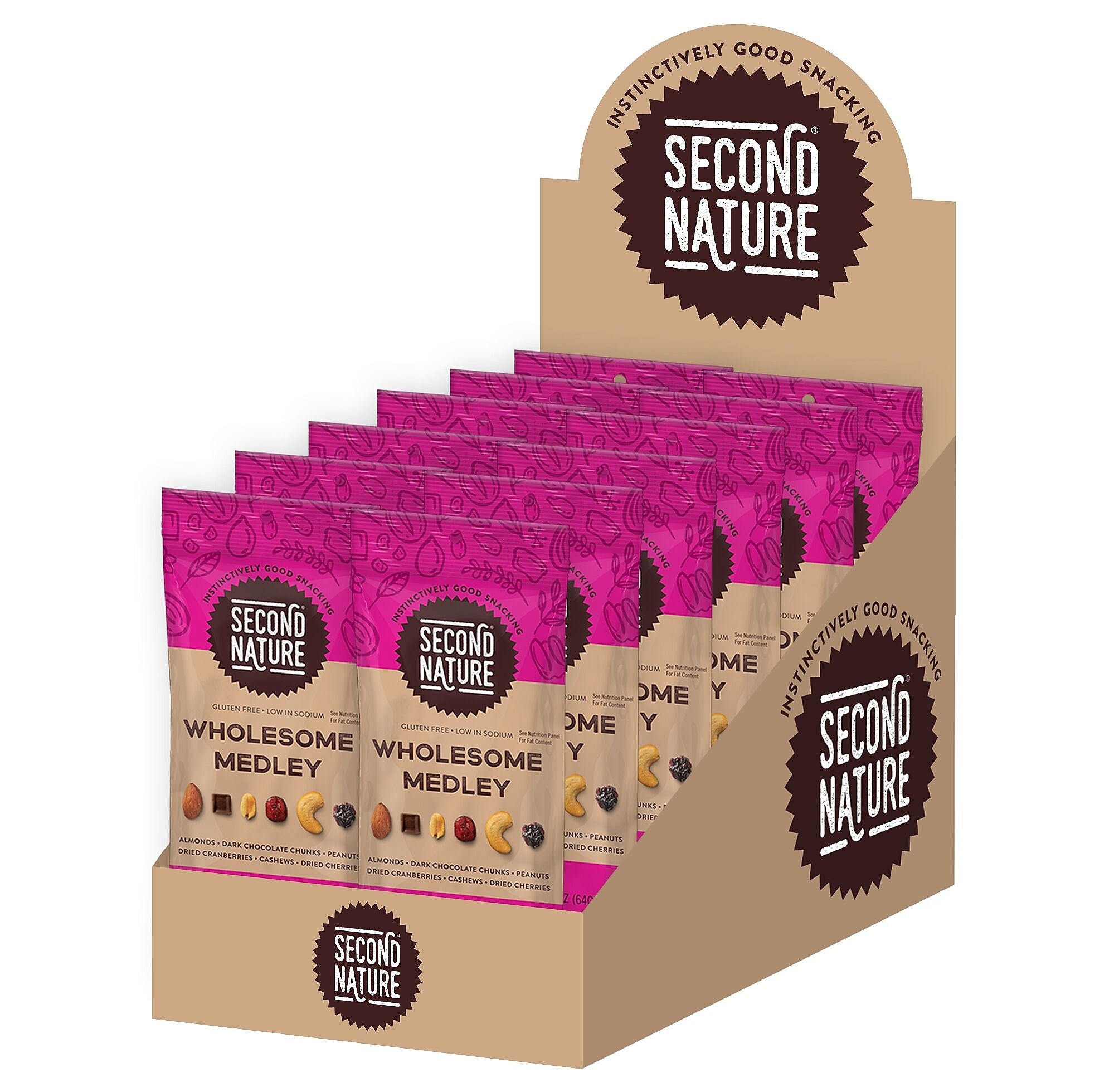 Second Nature Wholesome Medley Gluten Free Trail Mix, 2.25 oz., 12 Bags/Pack