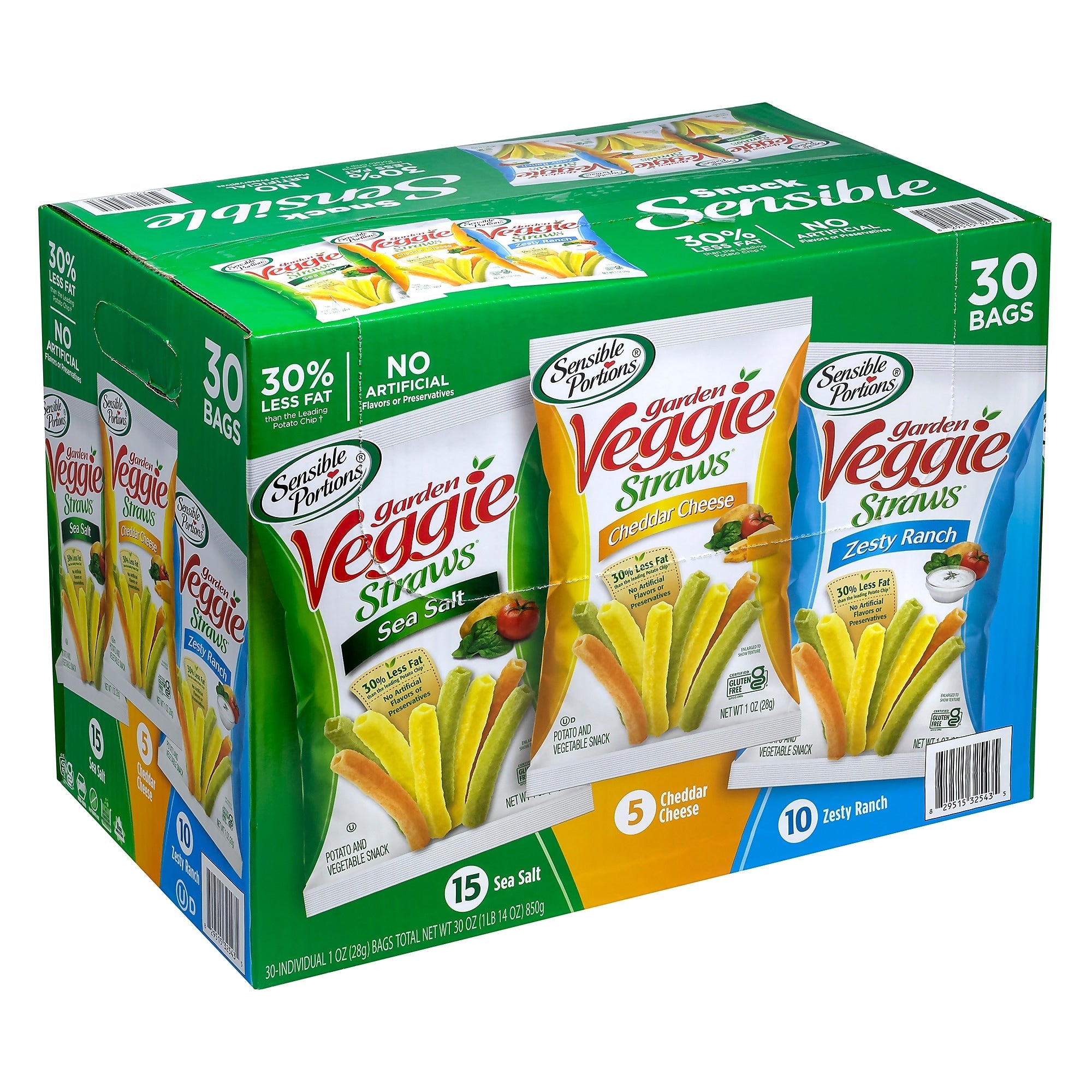 Sensible Portions Variety Vegetable Straws Chips, 1 oz., 30 Bags/Pack