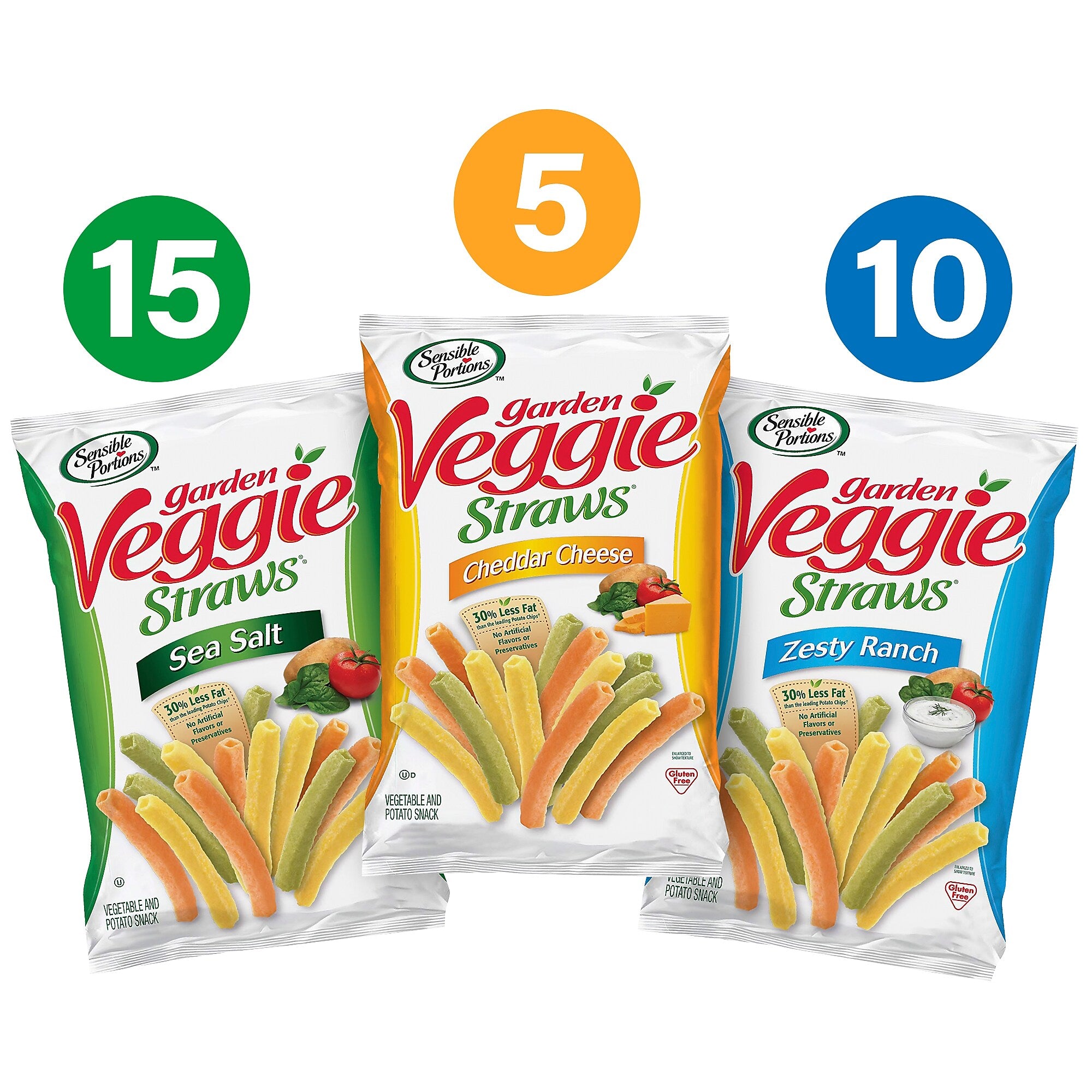 Sensible Portions Variety Vegetable Straws Chips, 1 oz., 30 Bags/Pack