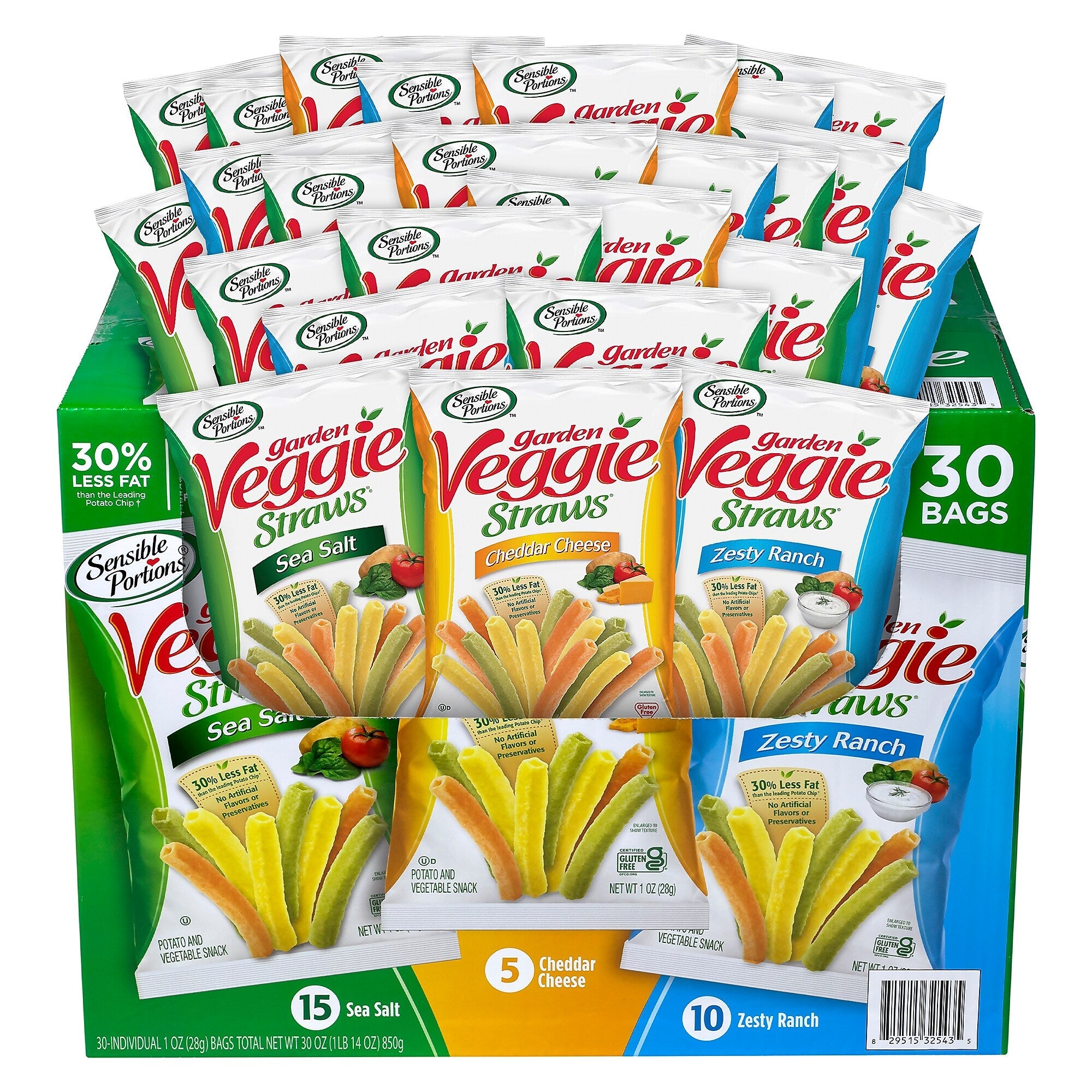 Sensible Portions Variety Vegetable Straws Chips, 1 oz., 30 Bags/Pack