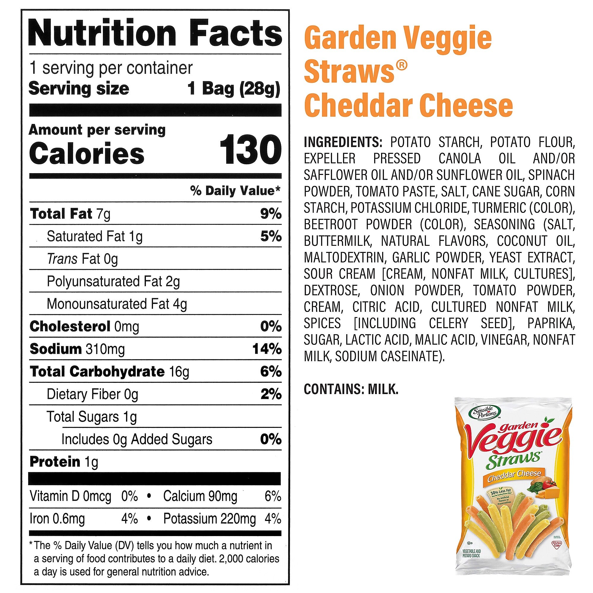 Sensible Portions Variety Vegetable Straws Chips, 1 oz., 30 Bags/Pack