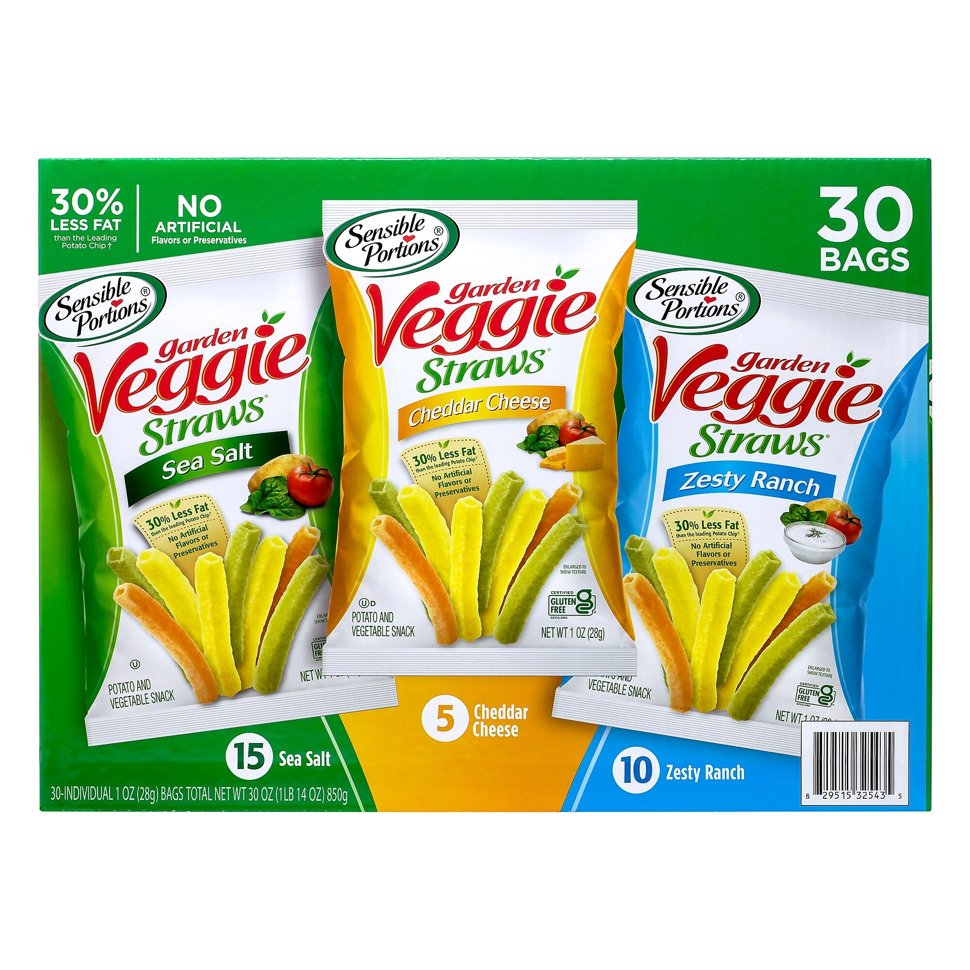 Sensible Portions Variety Vegetable Straws Chips, 1 oz., 30 Bags/Pack