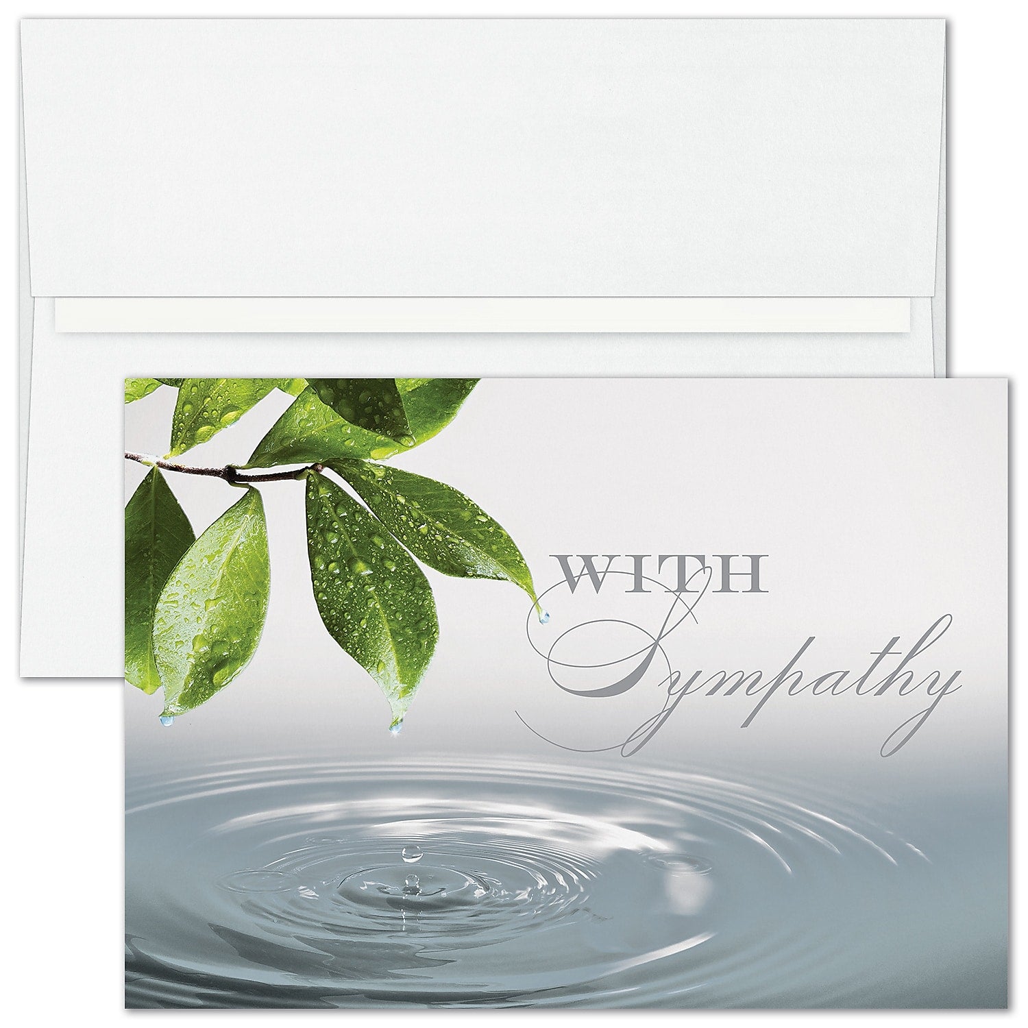 "Serene Water Drop" Sympathy Card w/ White Unlined Envelope, 250/BX