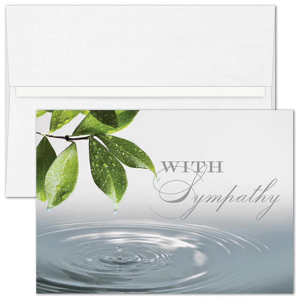 "Serene Water Drop" Sympathy Card w/ White Unlined Envelope, 50/BX