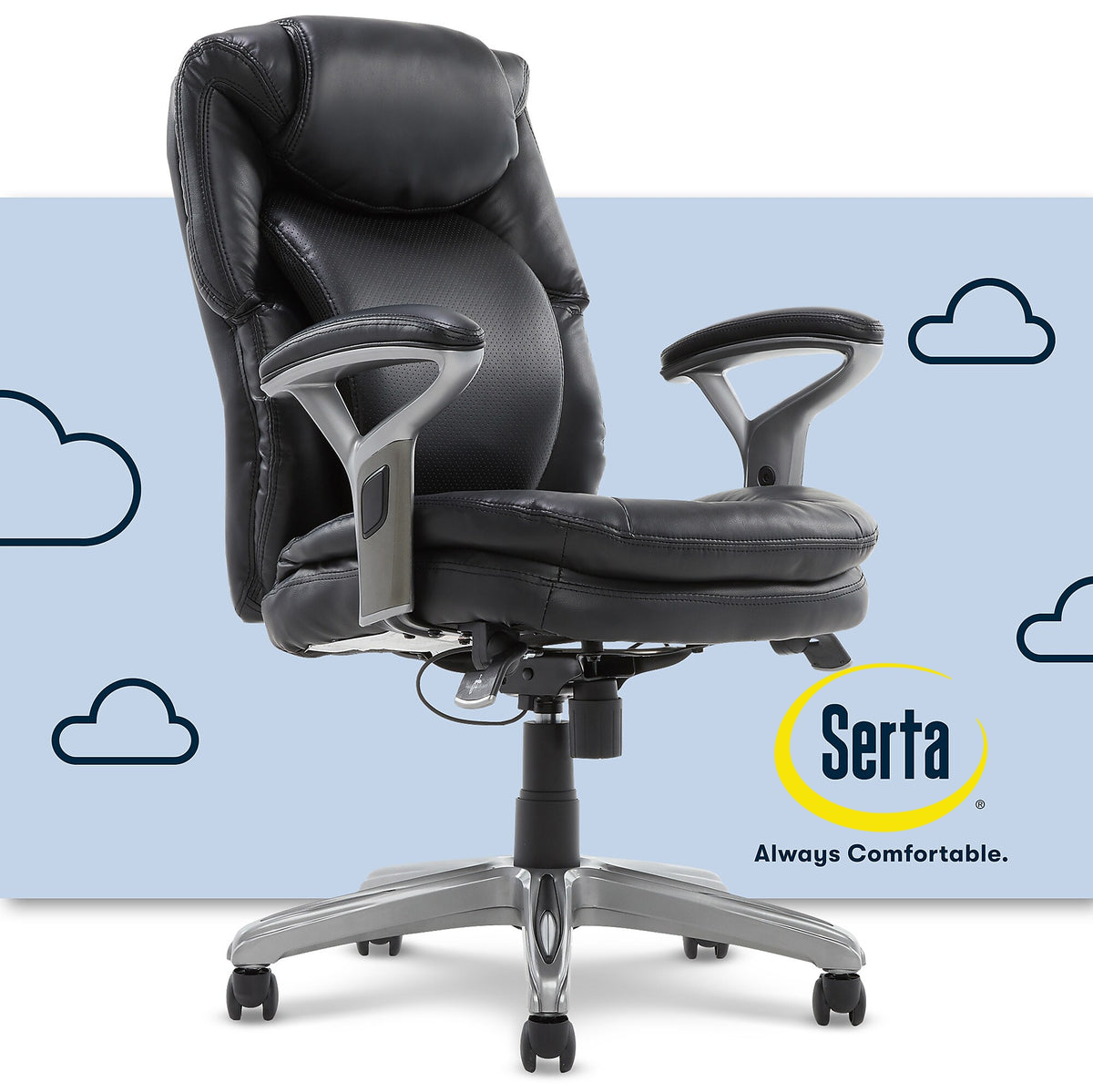 Serta AIR Bonded Leather Executive Chair, Black