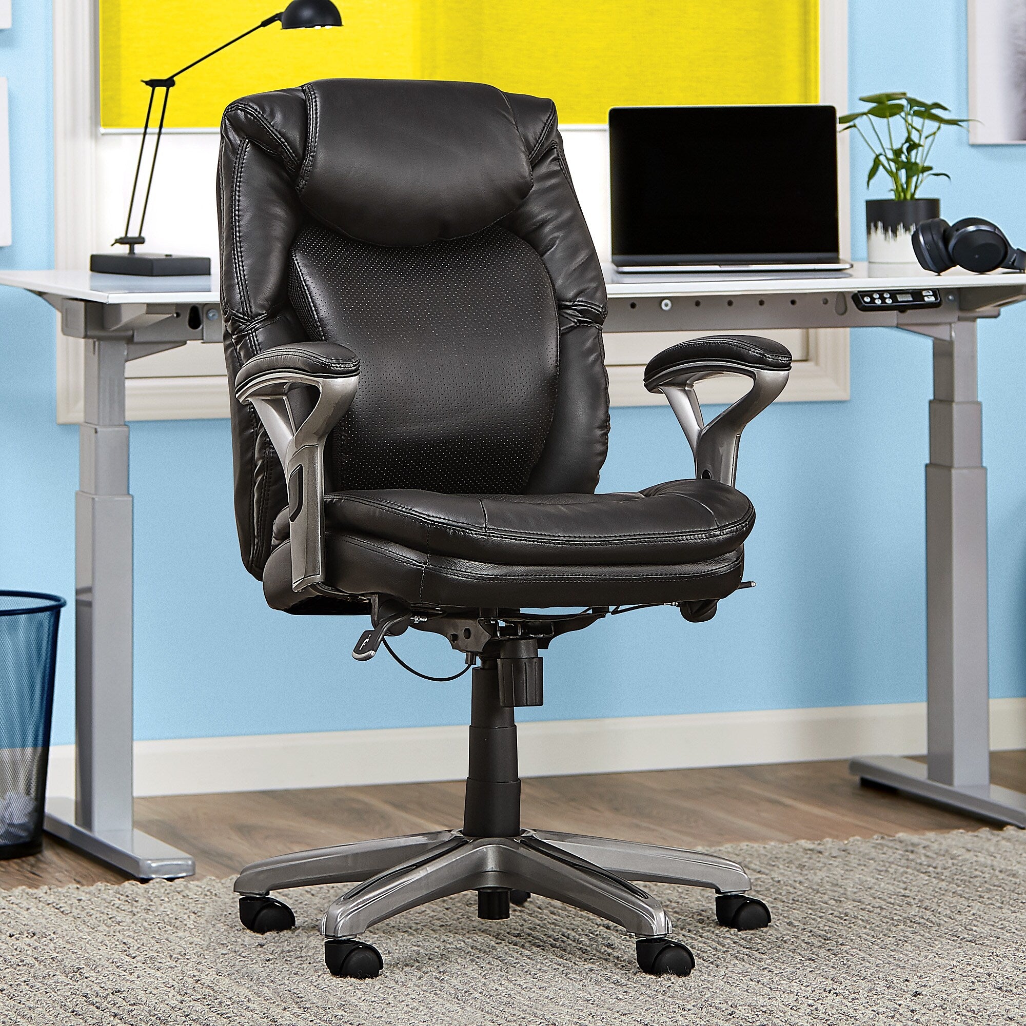 Serta AIR Bonded Leather Executive Chair, Black