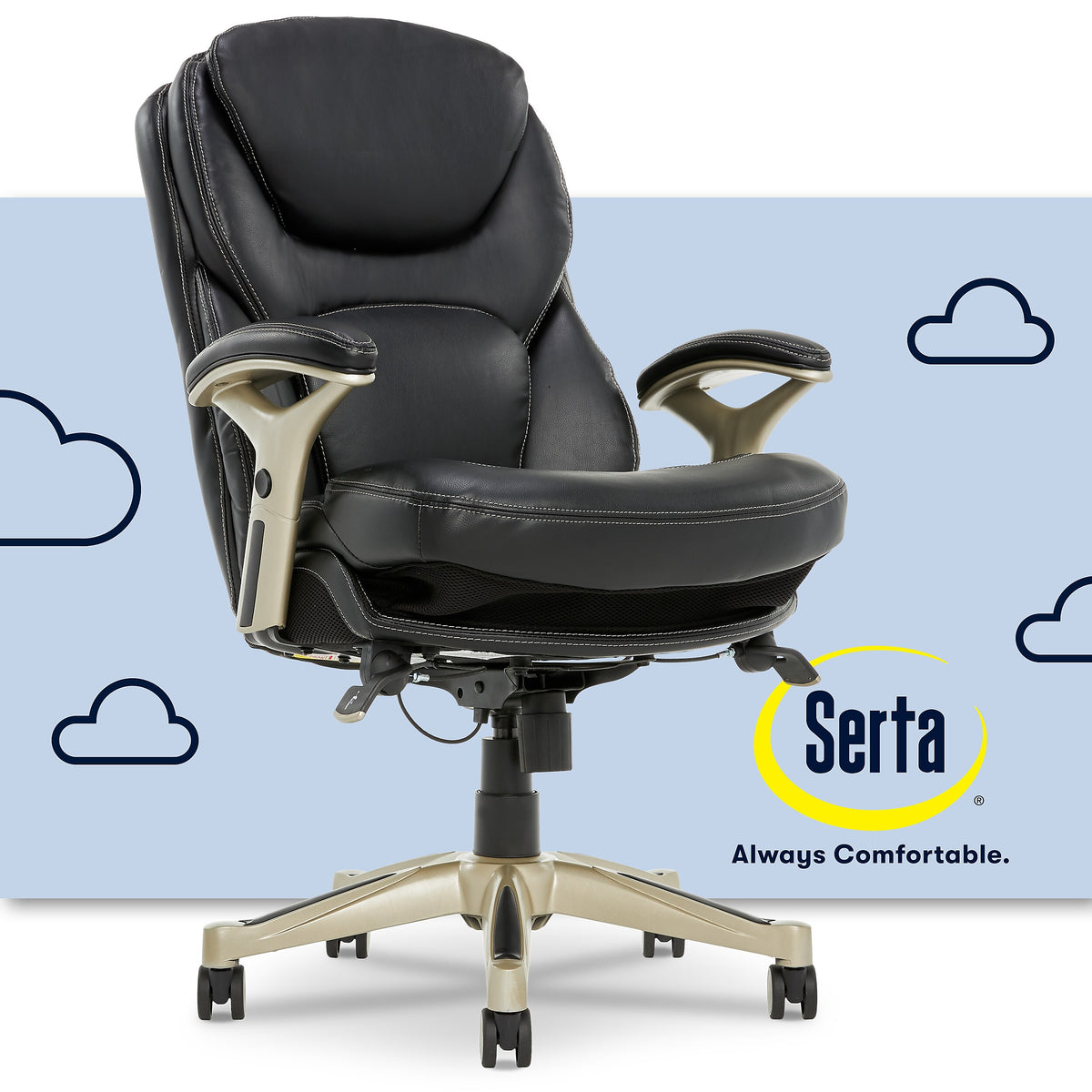 Serta Back in Motion Leather Executive Chair, Black