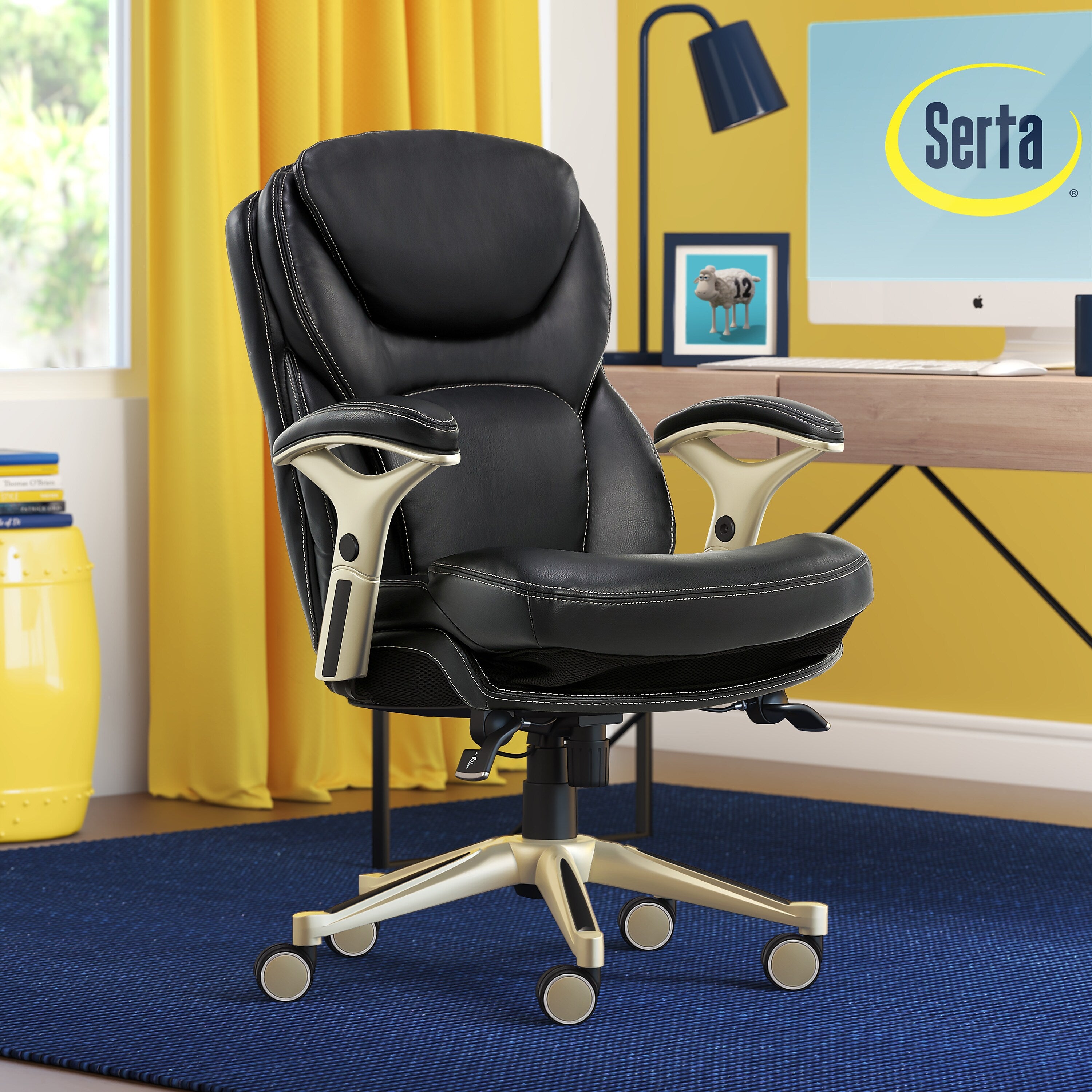 Serta Back in Motion Leather Executive Chair, Black