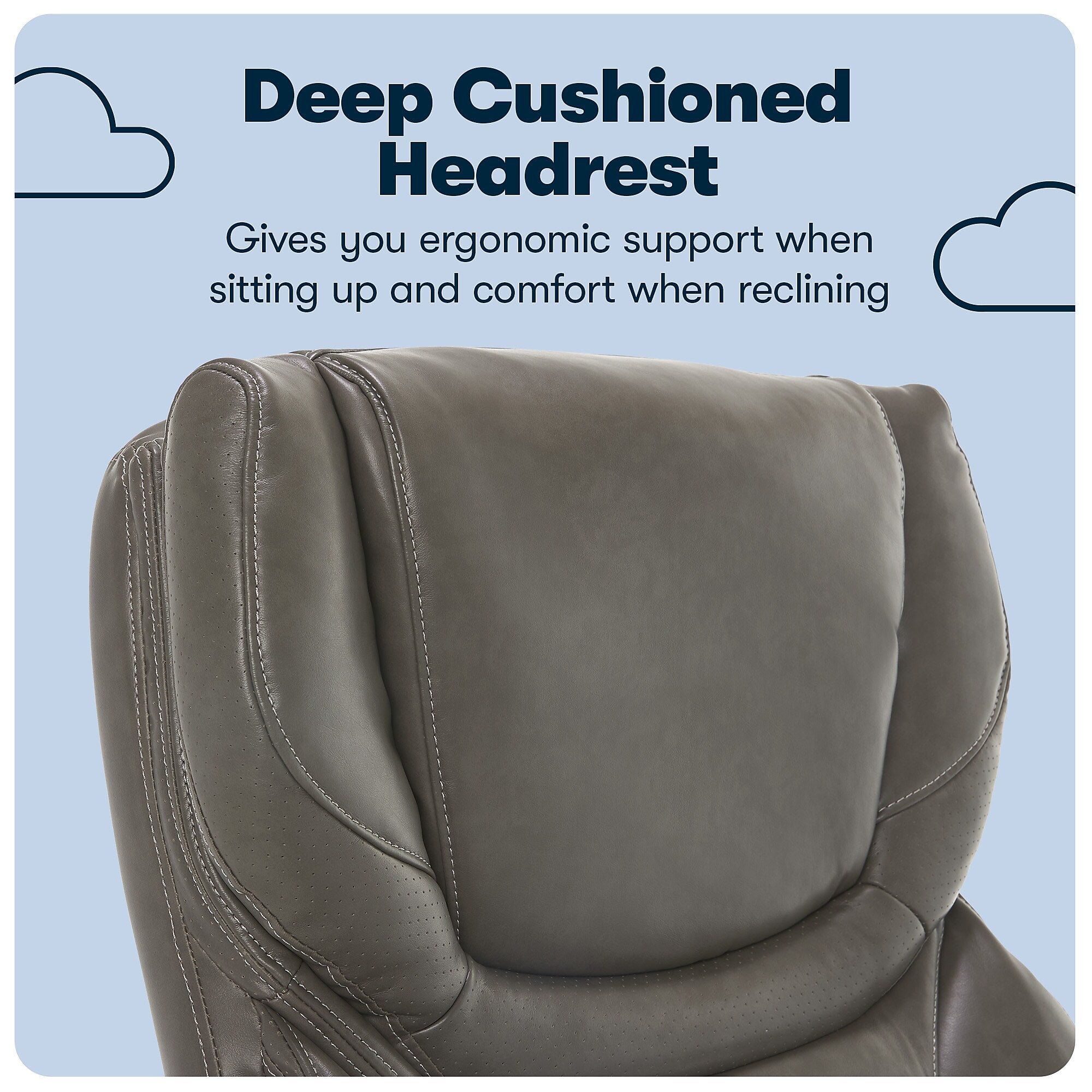 Serta Big and Tall Ergonomic Bonded Leather Swivel Executive Chair, Gray