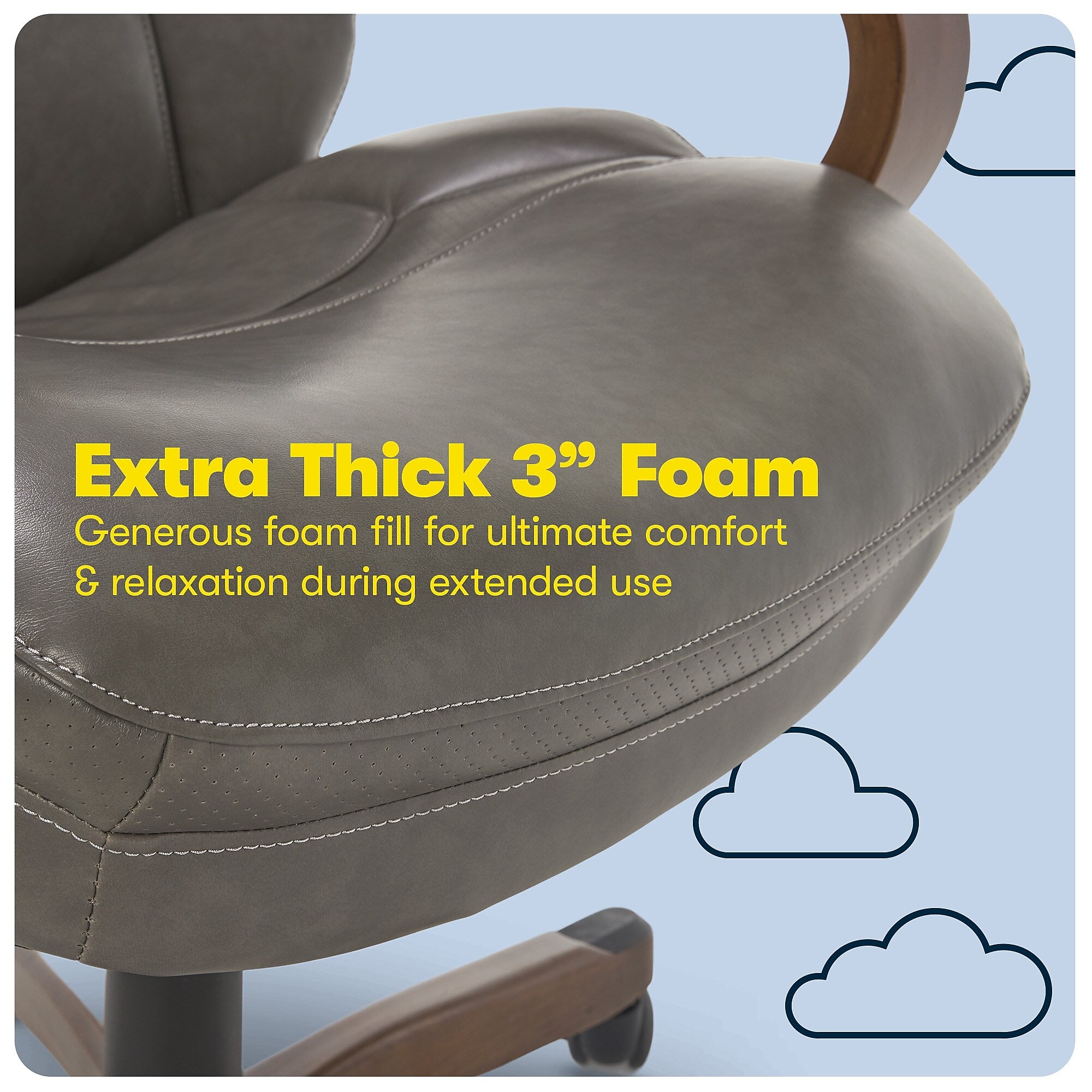 Serta Big and Tall Ergonomic Bonded Leather Swivel Executive Chair, Gray