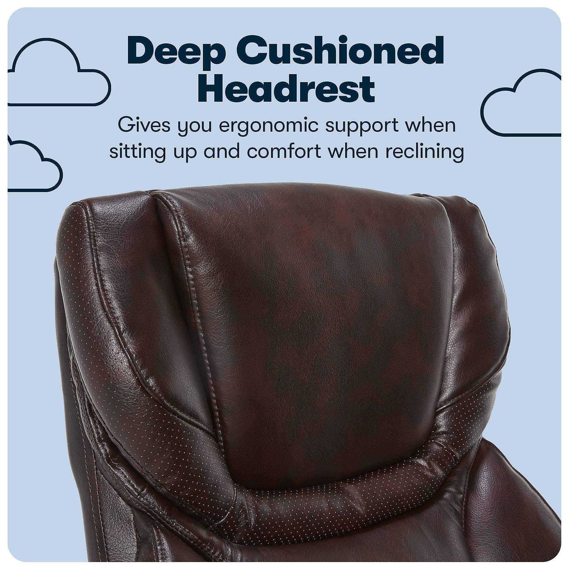 Serta Big and Tall Ergonomic Bonded Leather Swivel Executive Chair, Light Brown
