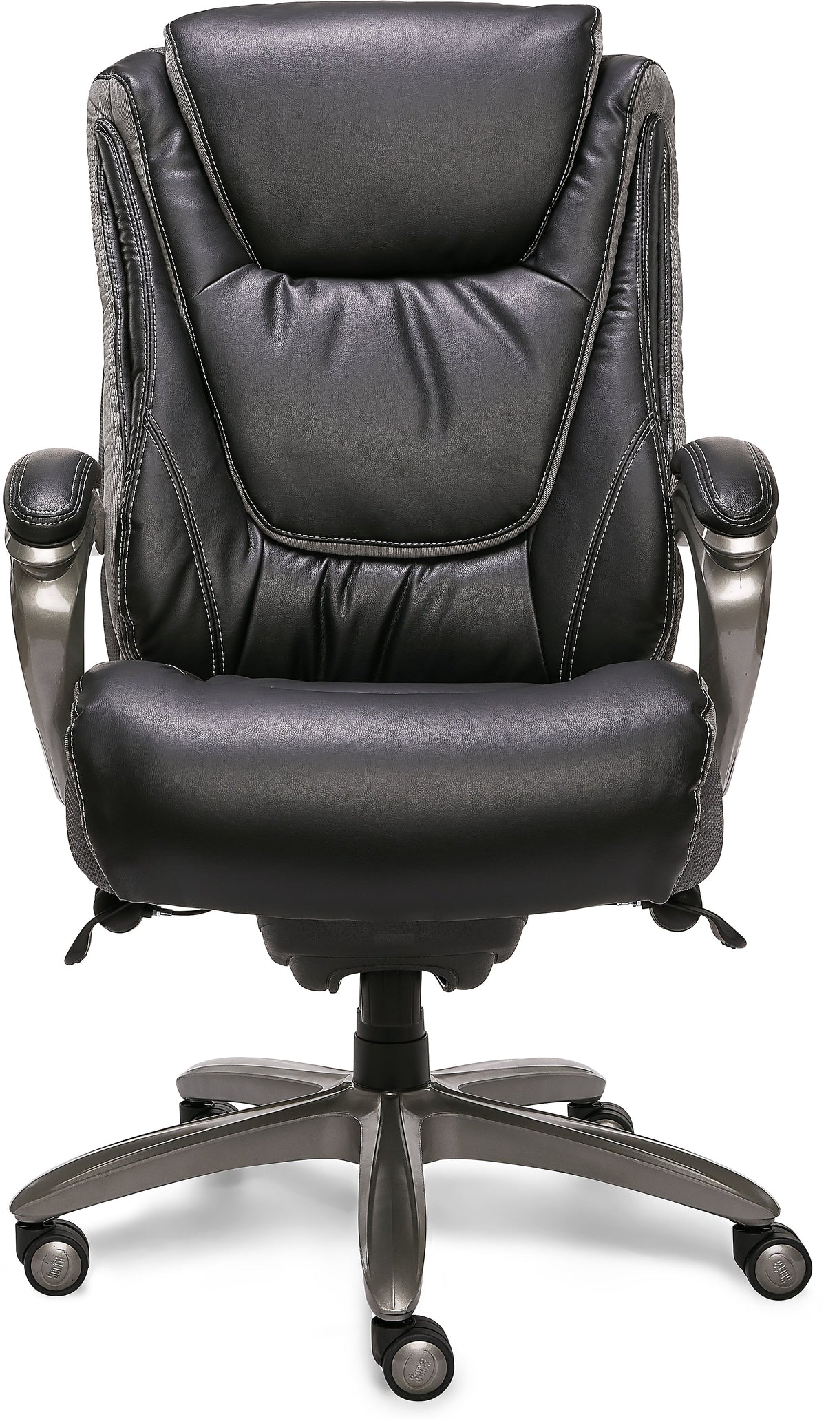 Serta Big & Tall Ergonomic Bonded Leather Swivel Executive Chair, Black/Silver