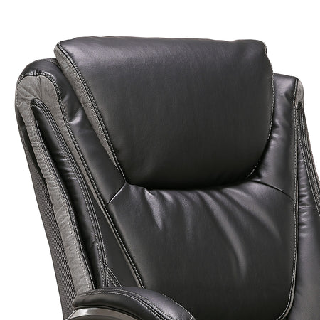 Serta Big & Tall Ergonomic Bonded Leather Swivel Executive Chair, Black/Silver