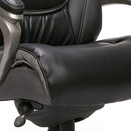 Serta Big & Tall Ergonomic Bonded Leather Swivel Executive Chair, Black/Silver