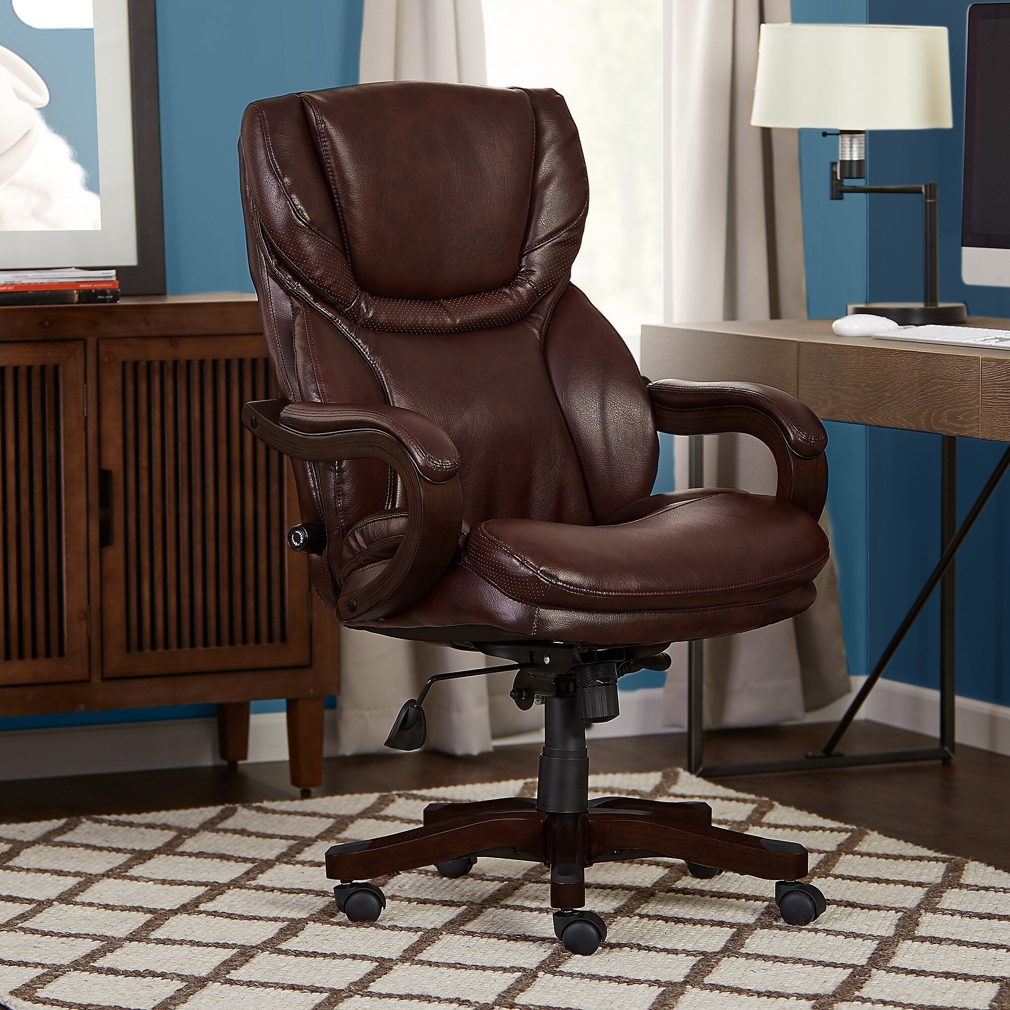 Serta Big & Tall Ergonomic Faux Leather Executive Big & Tall Chair, 350 lb. Capacity, Rich Espresso