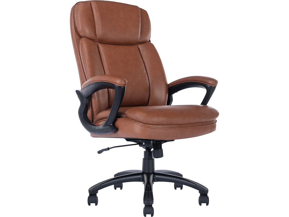 Serta Big & Tall Faux Leather Swivel Executive Chair, Brown