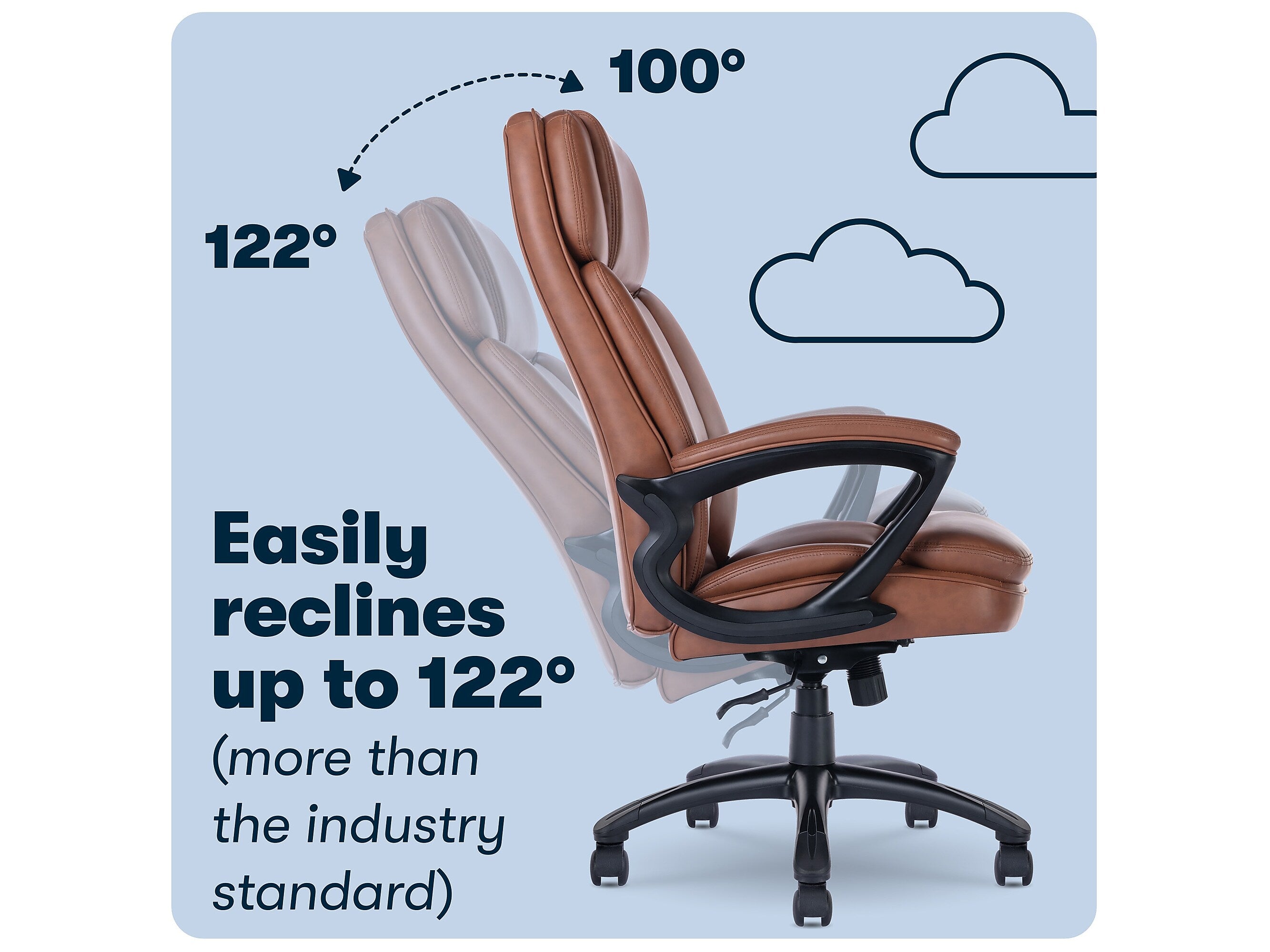 Serta Big & Tall Faux Leather Swivel Executive Chair, Brown