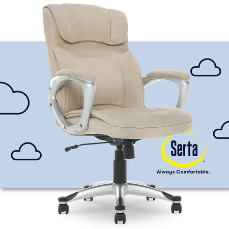 Serta Cyrus Ergonomic Fabric Swivel Executive Chair, Fawn Tan