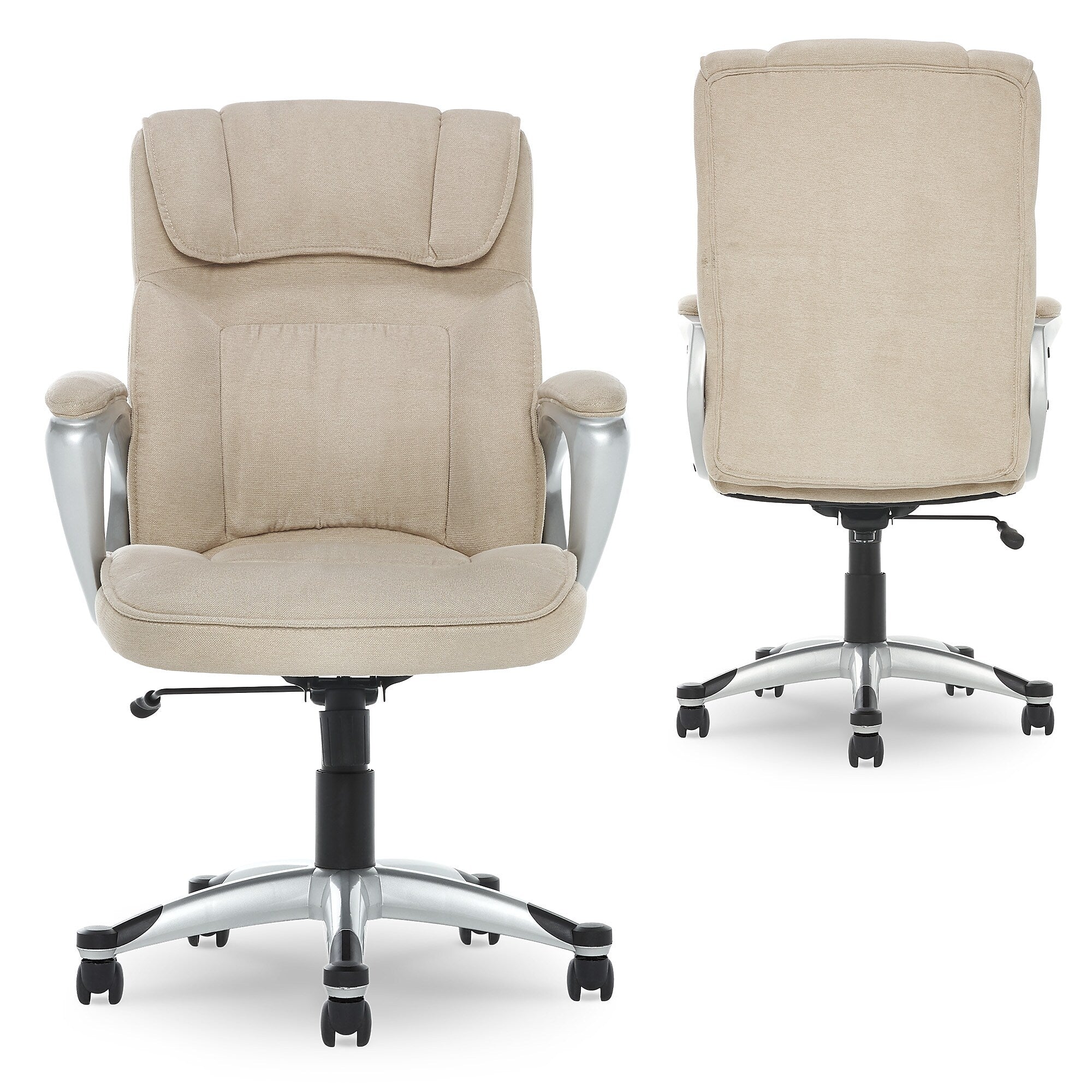 Serta Cyrus Ergonomic Fabric Swivel Executive Chair, Fawn Tan