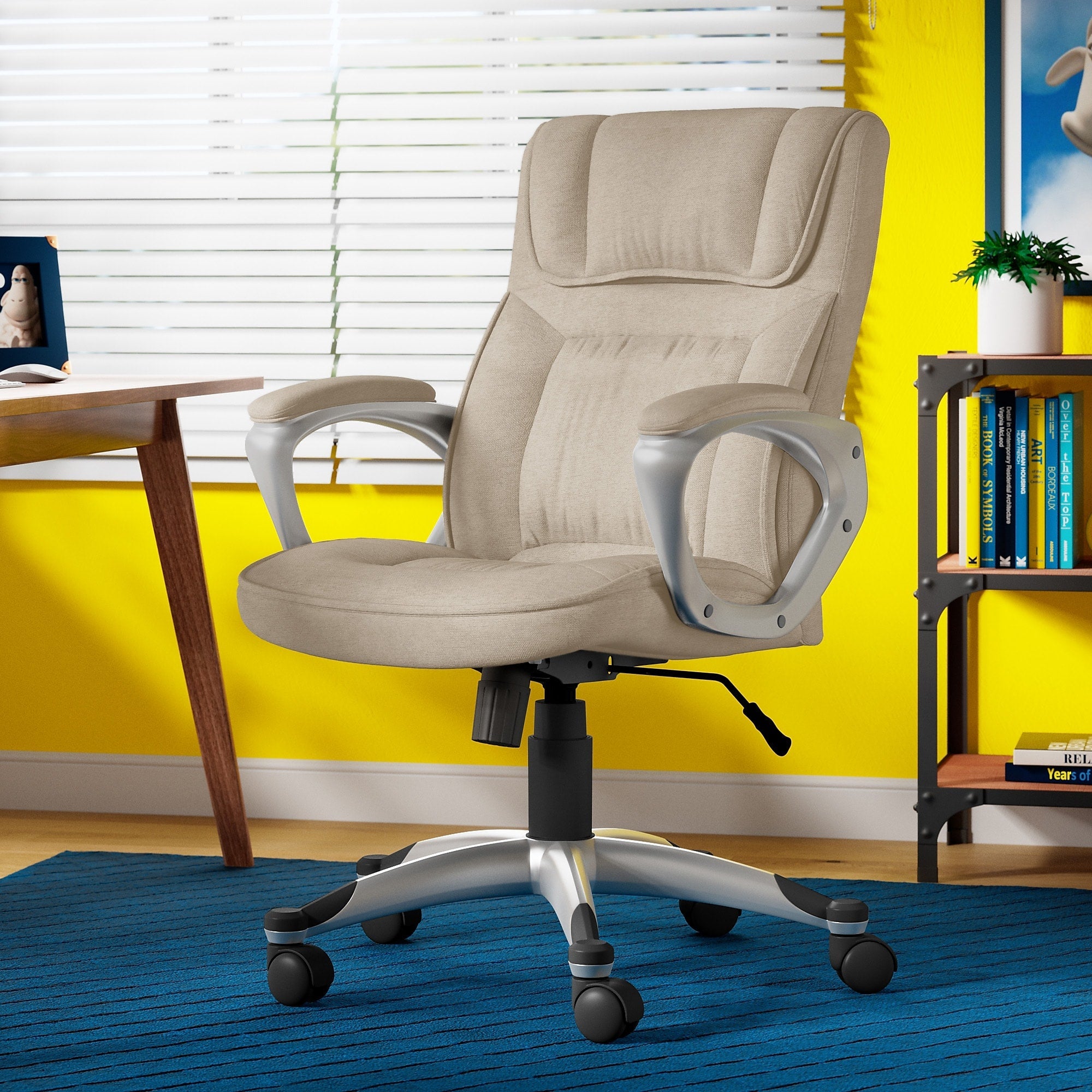 Serta Cyrus Ergonomic Fabric Swivel Executive Chair, Fawn Tan