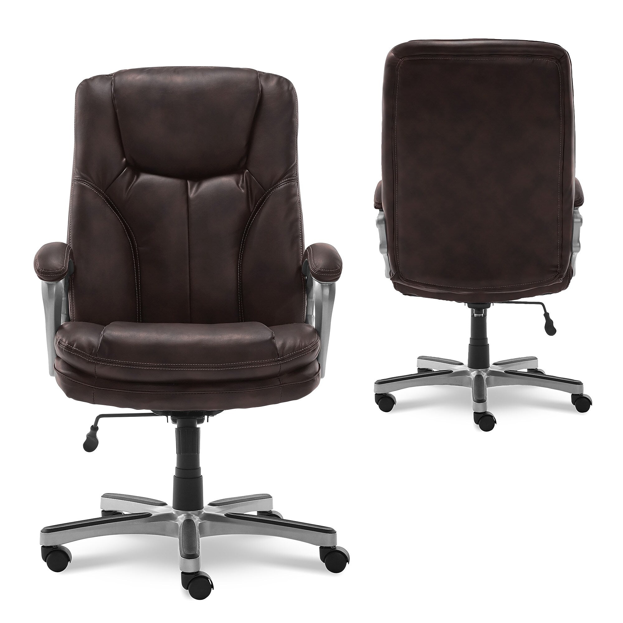 Serta Executive Ergonomic Faux Leather Executive Big & Tall Chair, 350 lb. Capacity, Roasted Chestnut