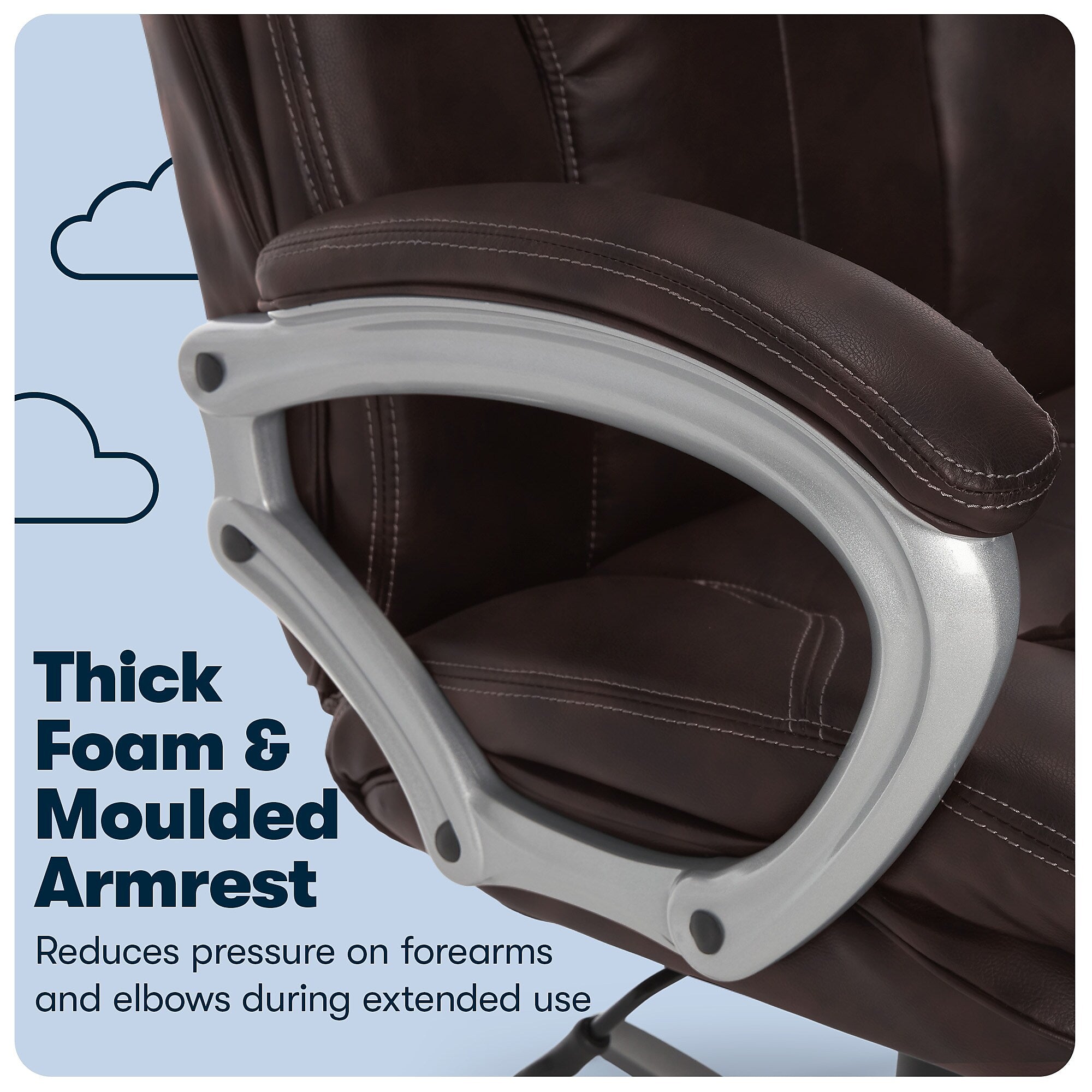 Serta Executive Ergonomic Faux Leather Executive Big & Tall Chair, 350 lb. Capacity, Roasted Chestnut