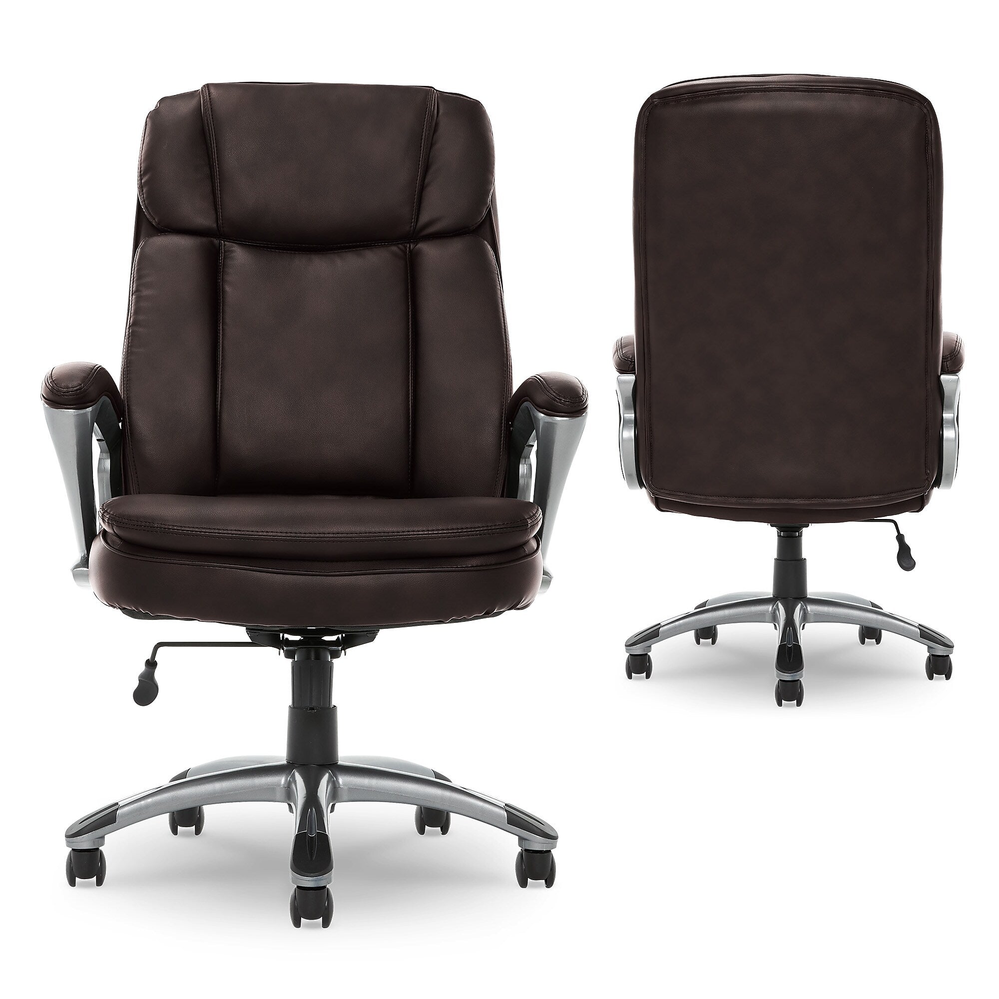 Serta Fairbanks Big and Tall Ergonomic Faux Leather Swivel Executive Chair, Chestnut
