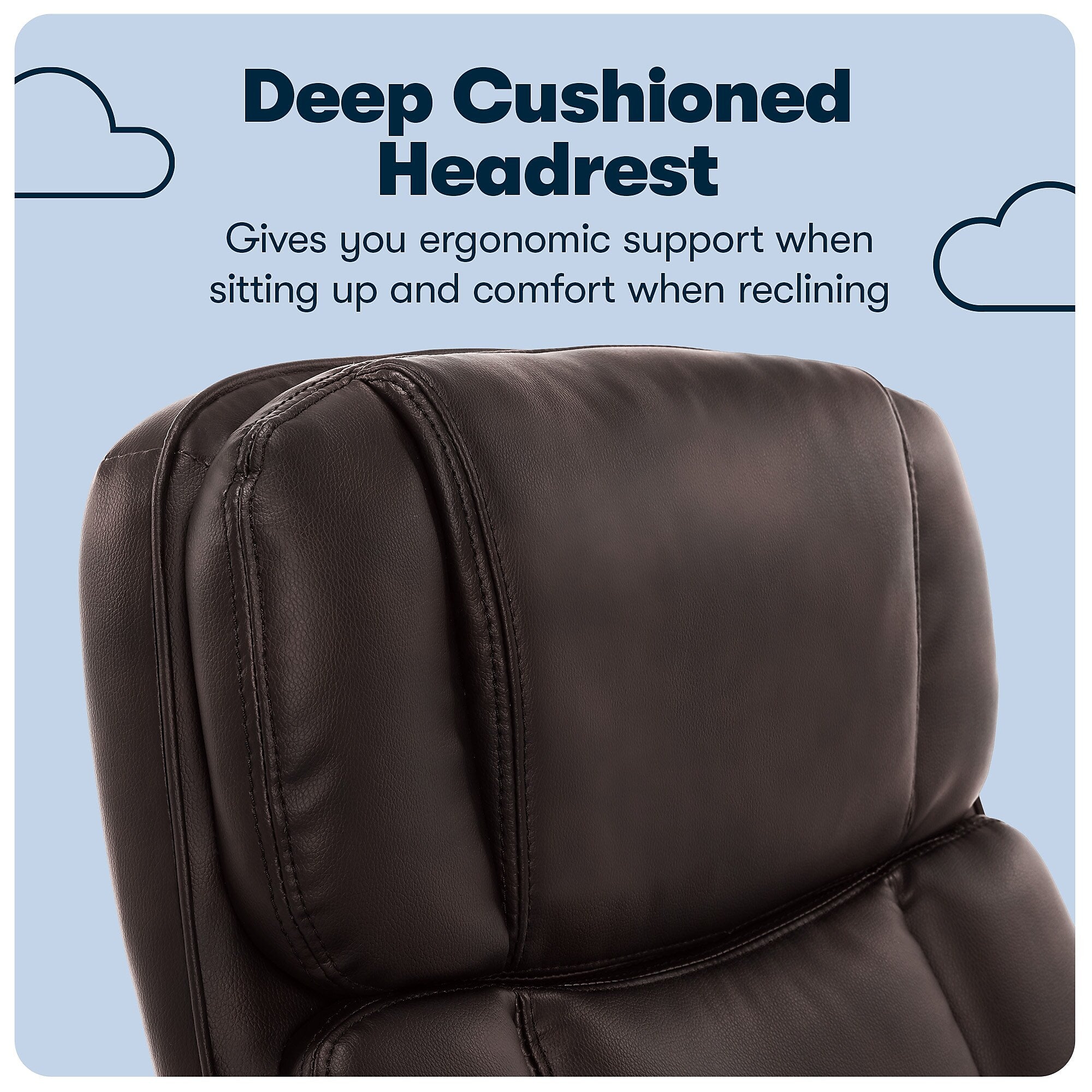 Serta Fairbanks Big and Tall Ergonomic Faux Leather Swivel Executive Chair, Chestnut