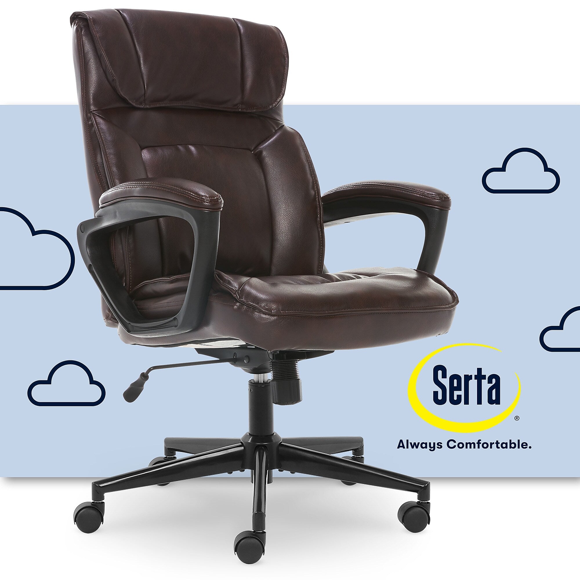 Serta Hannah I Bonded Leather Executive Chair, Biscuit